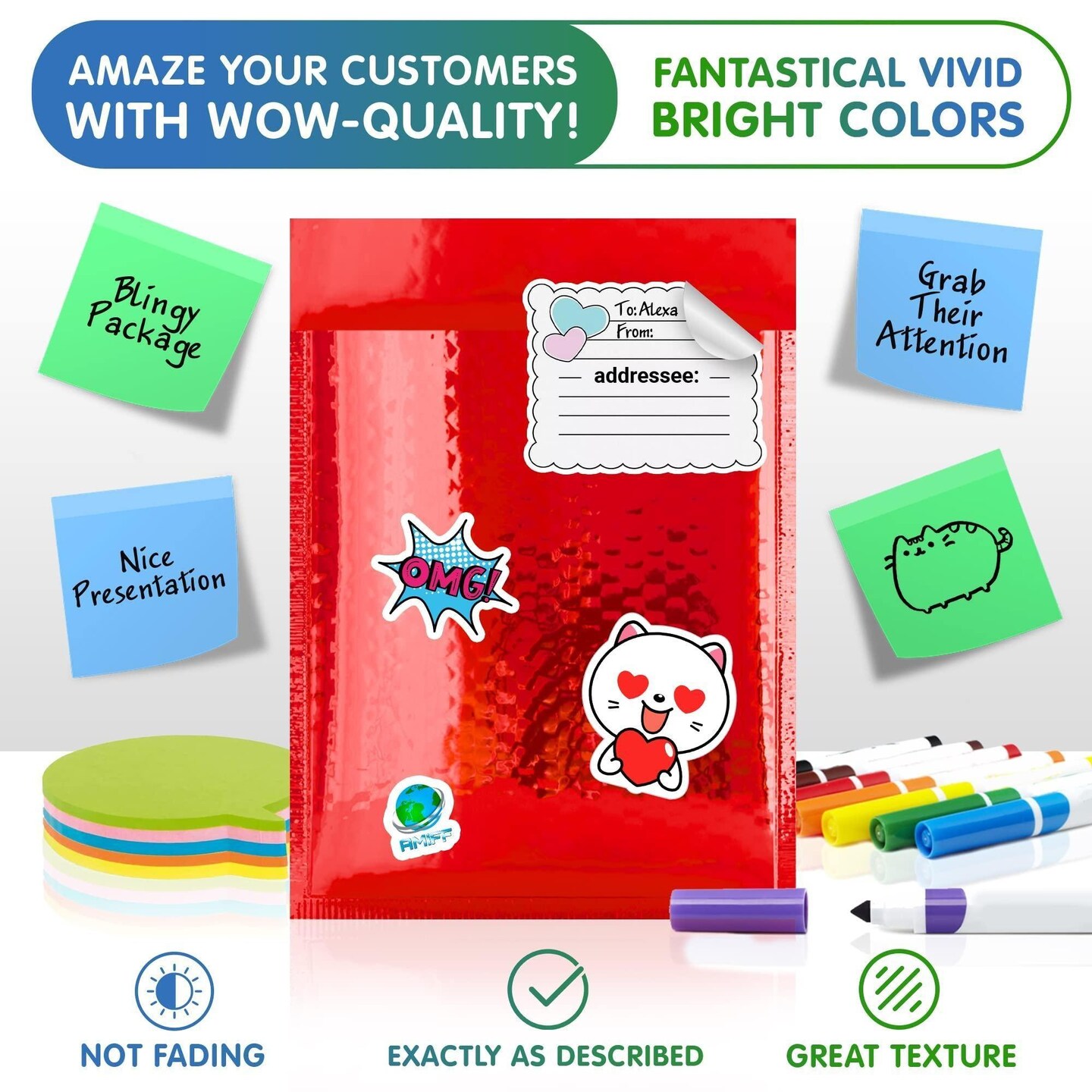 AMIFF Red Metallic Bubble Mailers 5 x 9 Pack of 25 Opaque Mail Bubble Envelopes with Sturdy Adhesive Line Reliable Padded Shipping Envelopes Waterproof Padded Envelopes Various Sizes