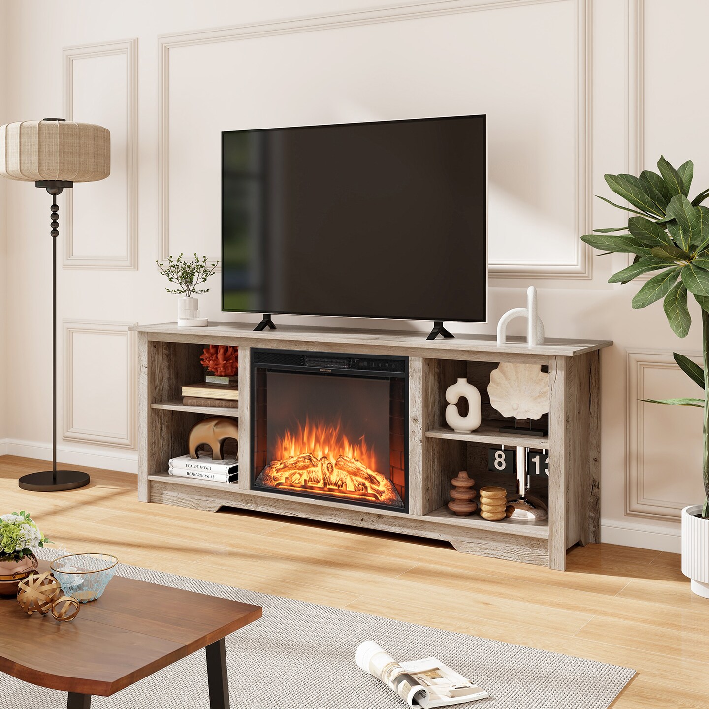 70-Inch TV Stand for up to 75&#x22; Flat Screen TVs with Adjustable Shelves - 70&#x22; x 16&#x22; x 26&#x22;(L x W x H)