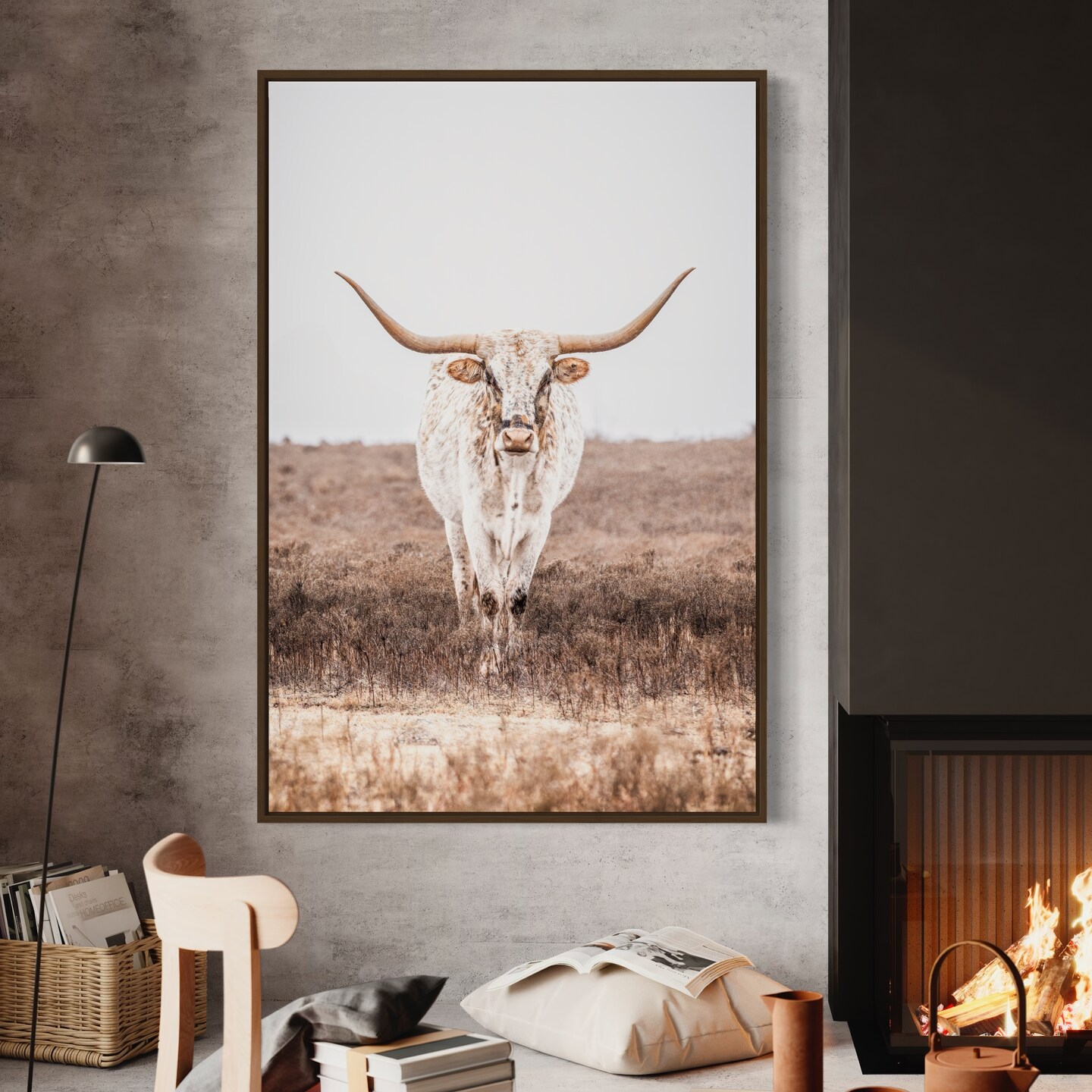 Large Canvas Wall Art Ready to Hang - Vertical Longhorn Cow Photo Print ...