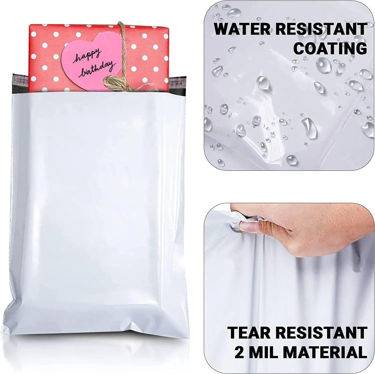 White Poly Mailers Pack of 100 Plastic Shipping Bags Self Seal 12x15.5 Mailing Packaging for Small Business 2 Mil Glossy Plastic Mailing Envelopes Reliable Shipping Envelopes for Clothing
