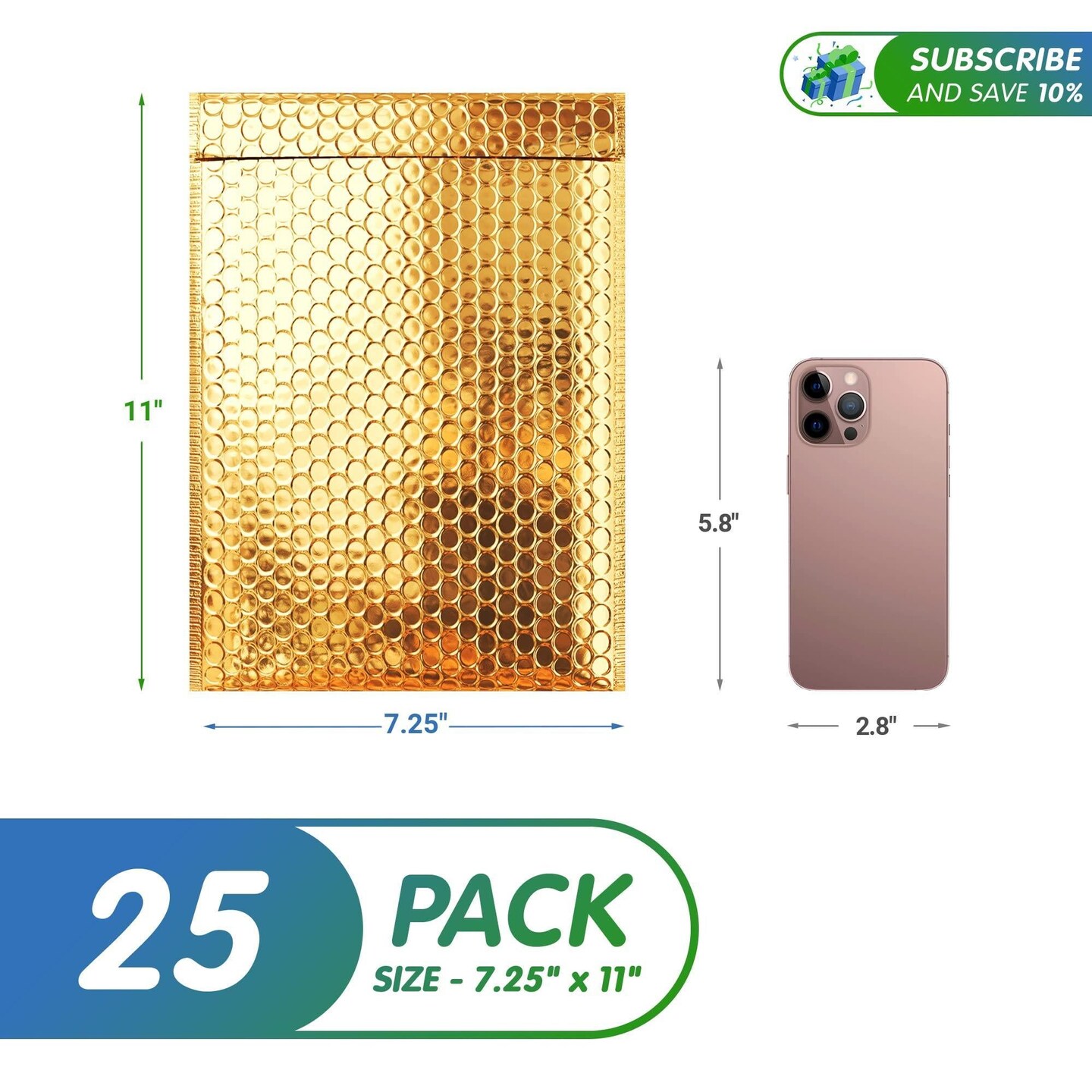 Gold Bubble Mailers 7.25 x 11 Pack of 25 Shiny Gift Bubble Envelopes with Sturdy SelfAdhesive Seal Cushioning Padded Shipping Envelopes Waterproof Bubble Mailers Metallic Padded Mailers