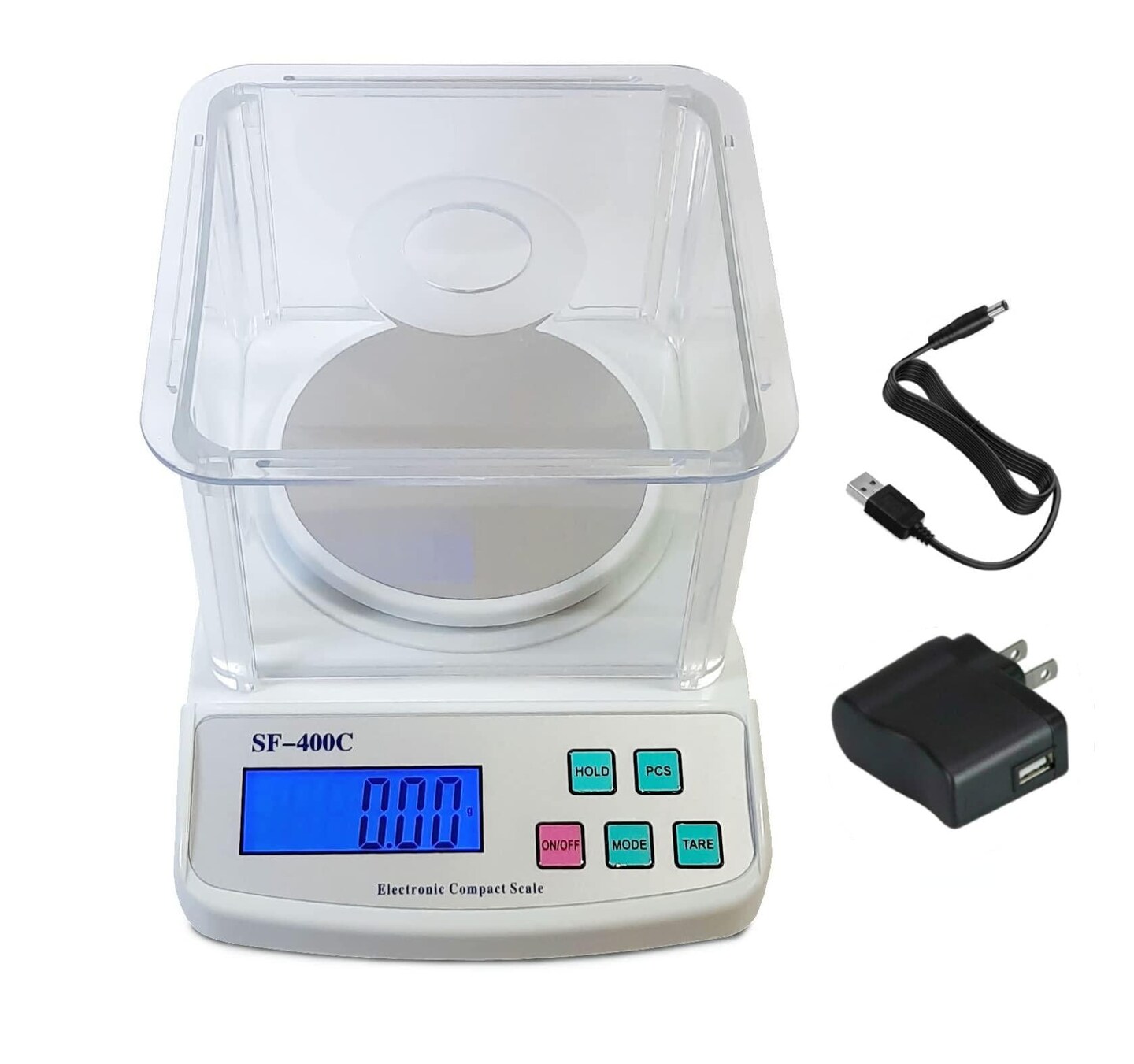 Ounce and Gram Scale 0.01g Accuracy Digital Scale Electronic Balance Laboratory Scales 600g Capacity &#x2013; Windshield USB Charger AC DC Adapter Included