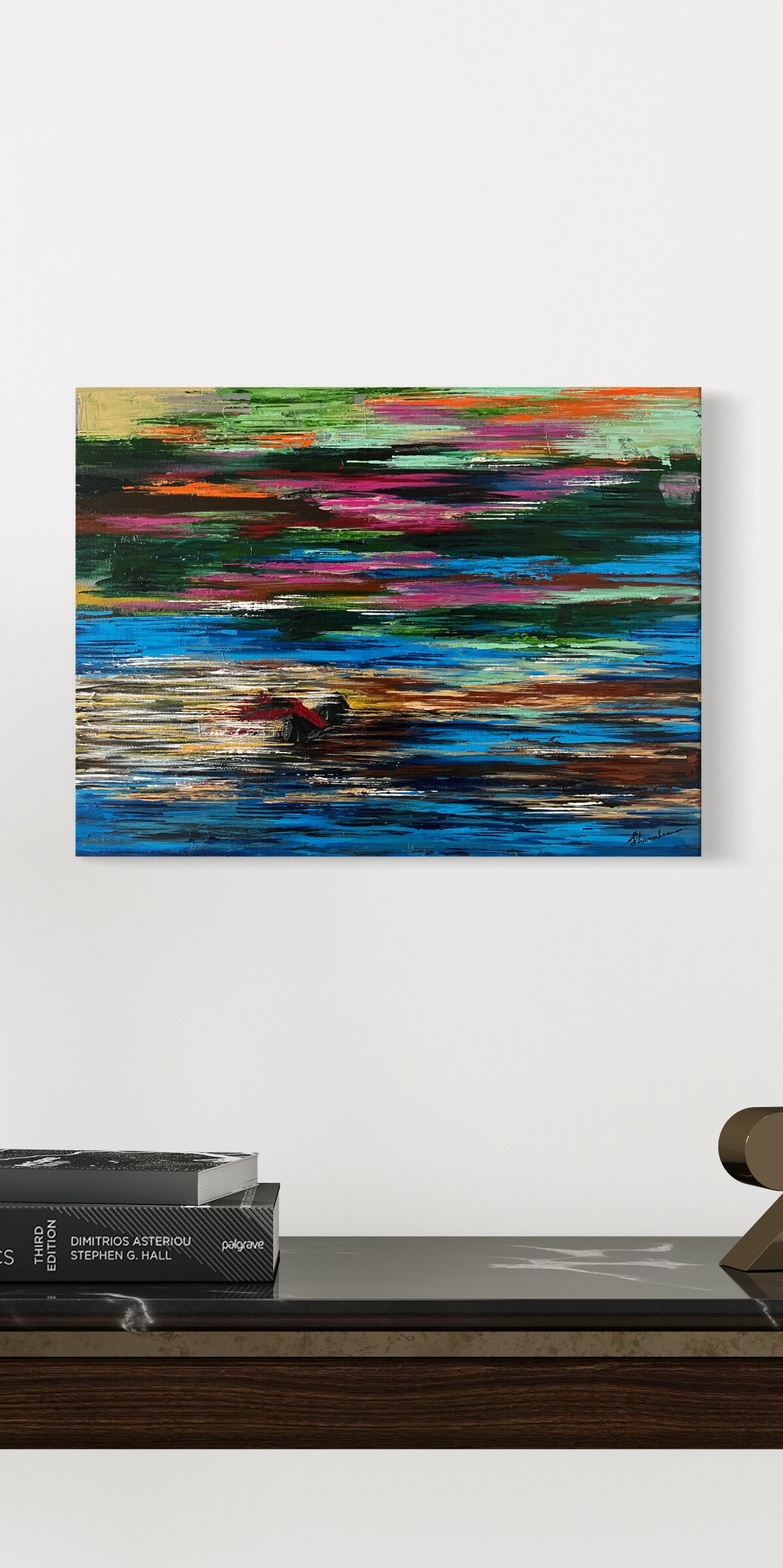 In a Flame is an abstract painting created with acrylic on a