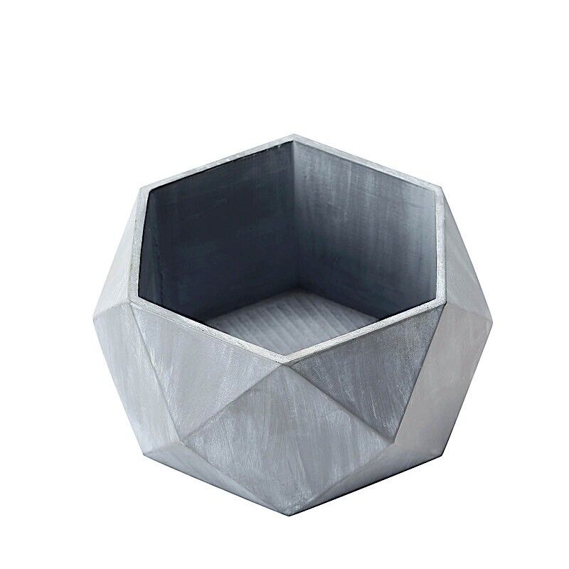 Gray 4-inch Concrete FLOWER POT Geometric Mini Planter