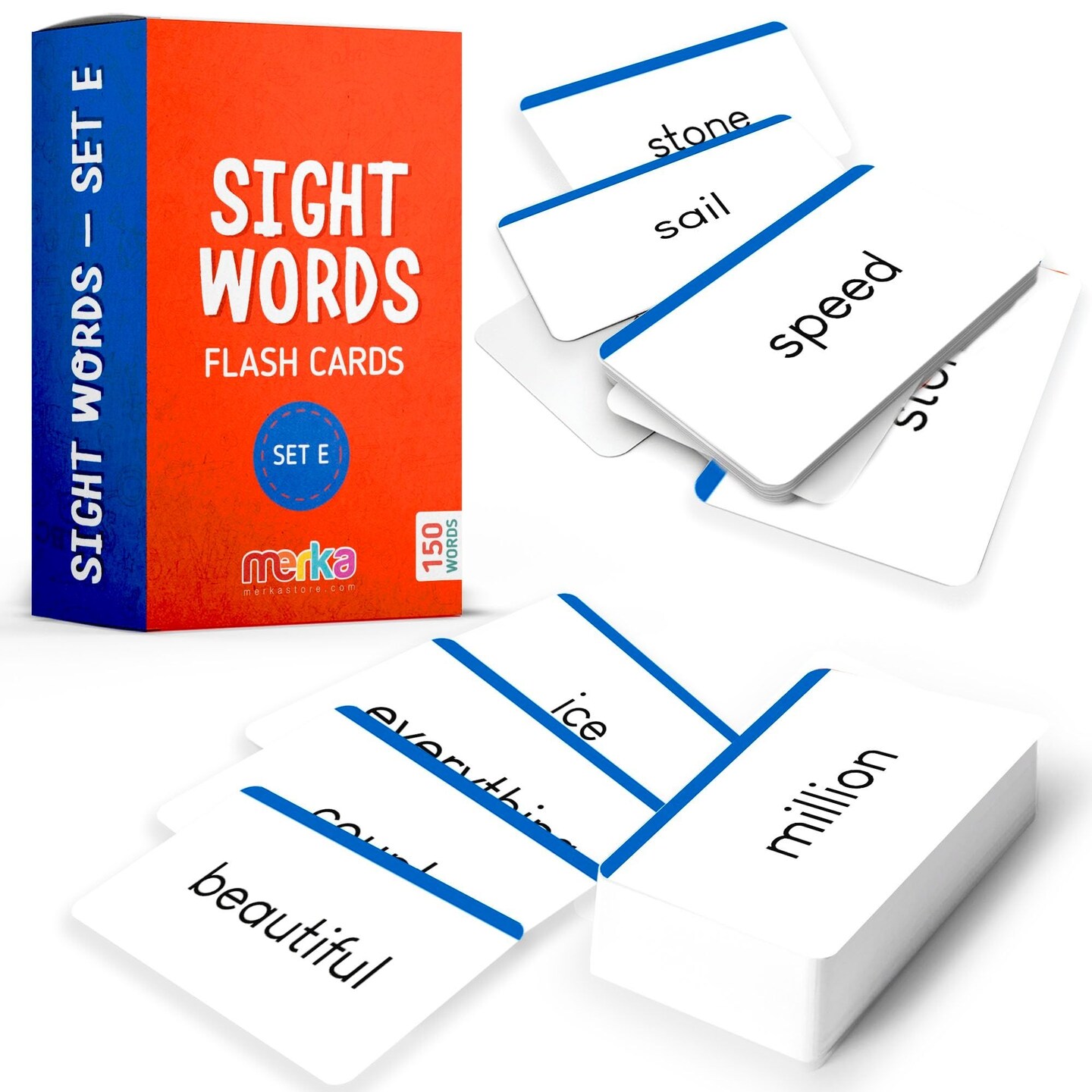 merka Sight Words Flash Cards 1st Grade Learn To Read Reading Flash Cards For Kids First Words Learn To Read Mastering First Words Set of 150 Cards Set E