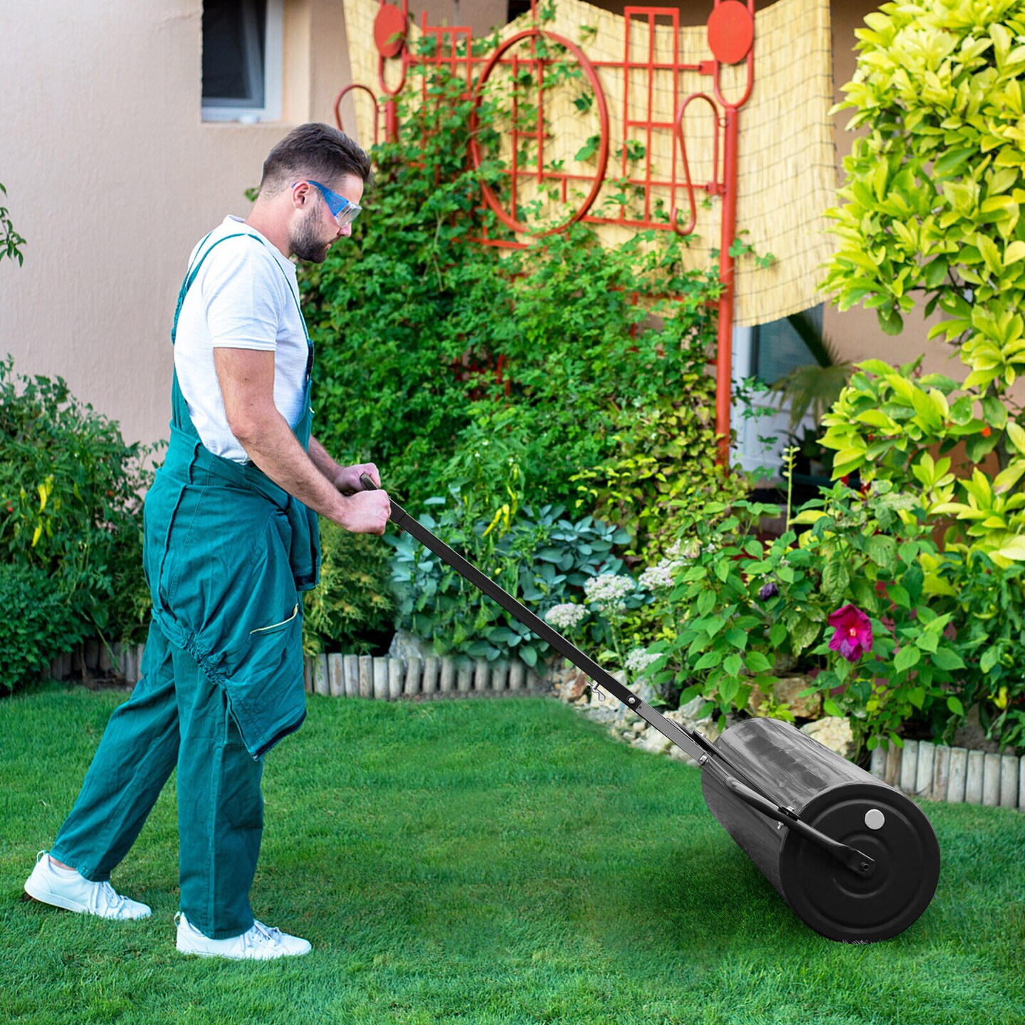 Metal Lawn Roller with Detachable Gripping Handle