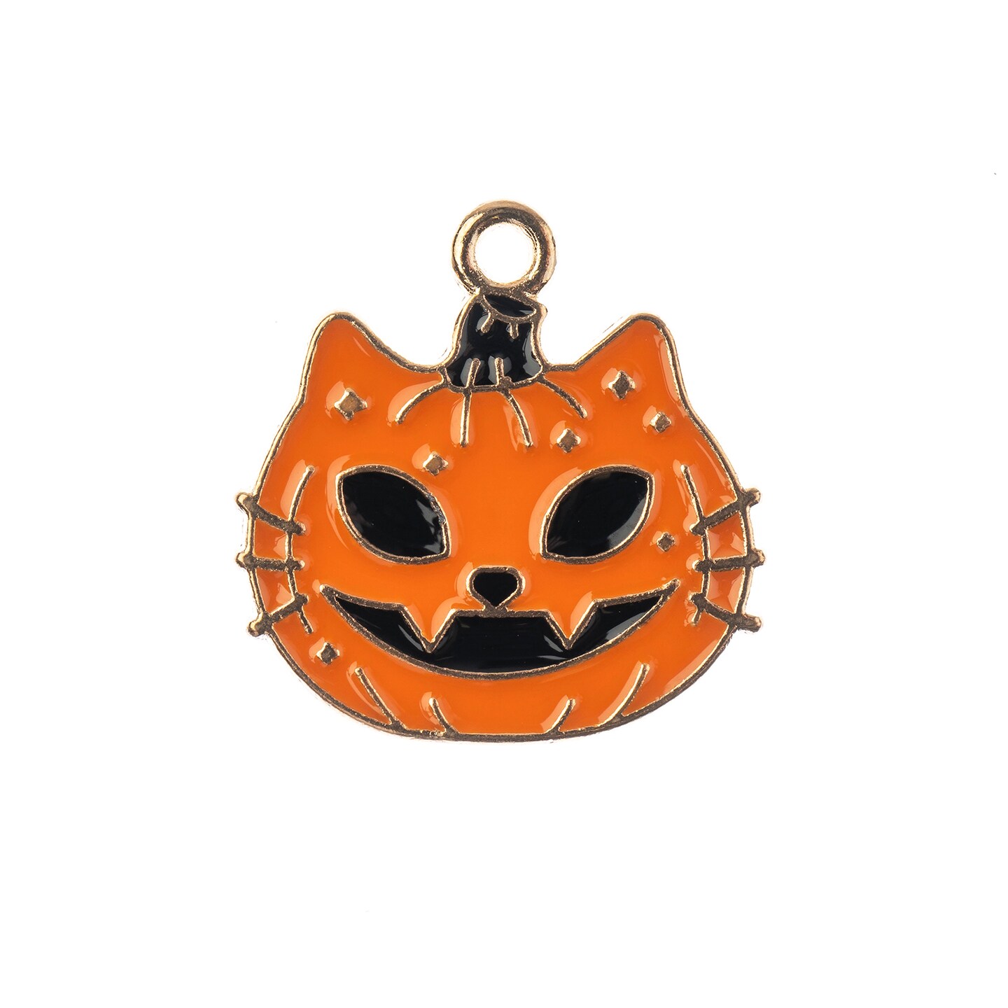 John Bead Sweet & Petite Cat Face Pumpkin Halloween Charms, 8pcs