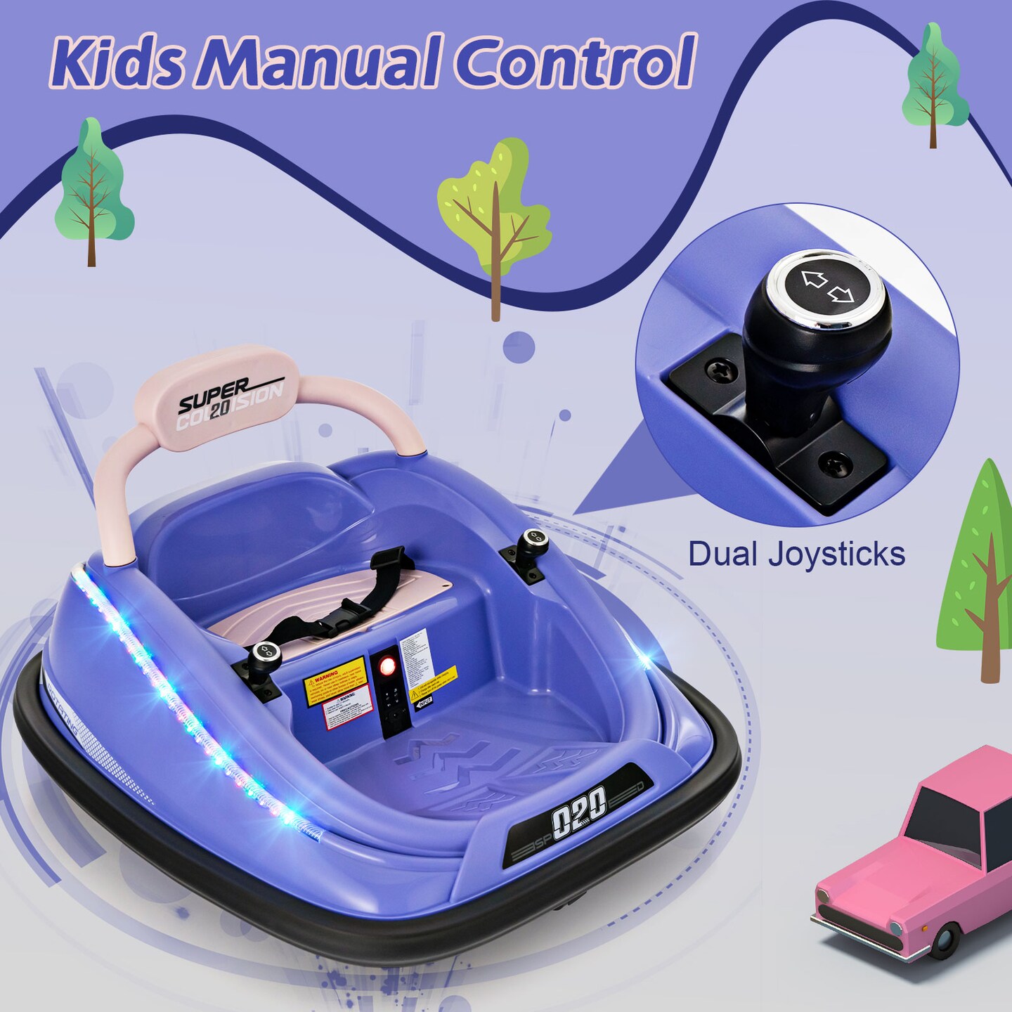 12v Kids Bumper Car Ride On Toy With Remote Control And 360 Degree Spin Rotation