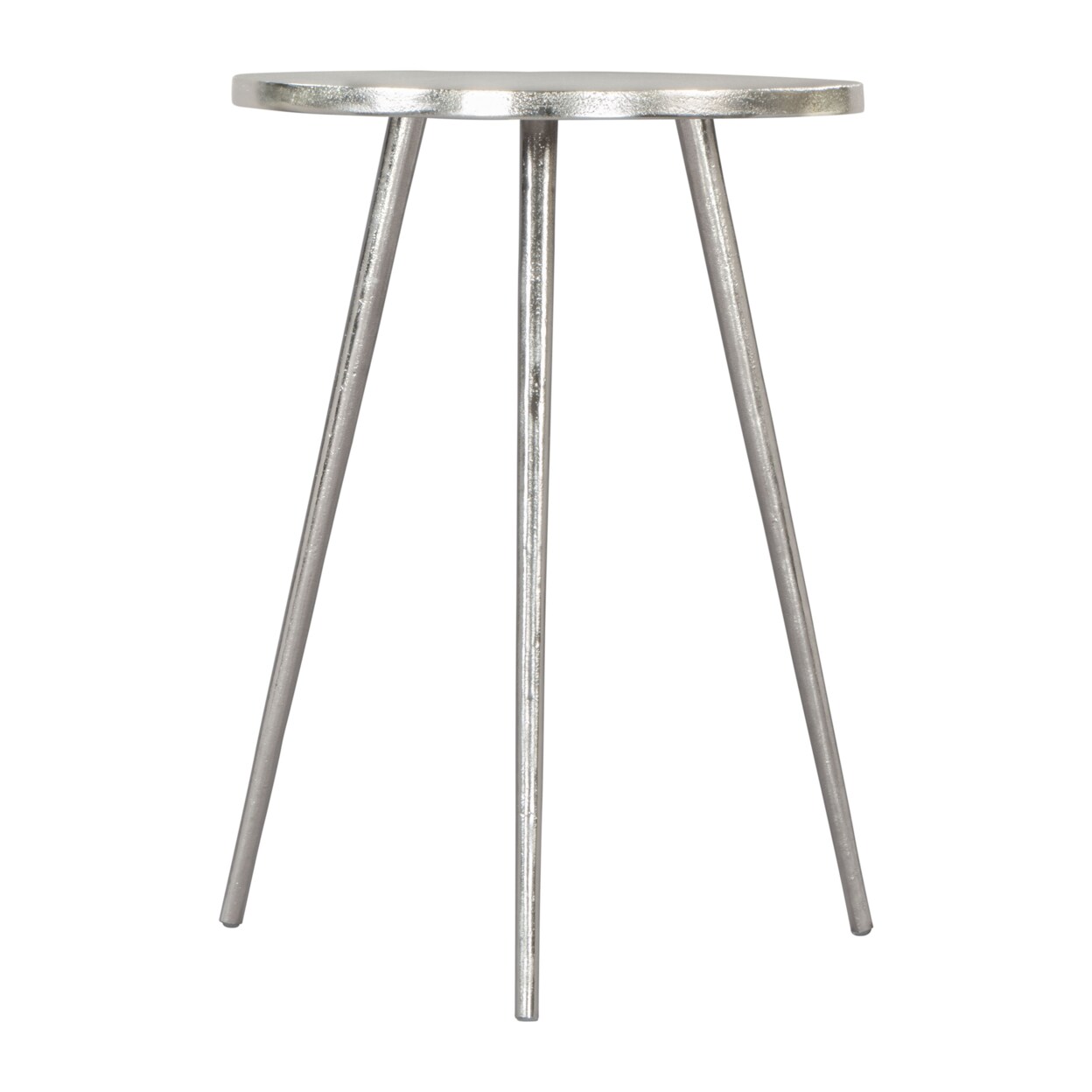 Politik Side Table Silver Cast Aluminum Boho Chic Nightstand Living Room