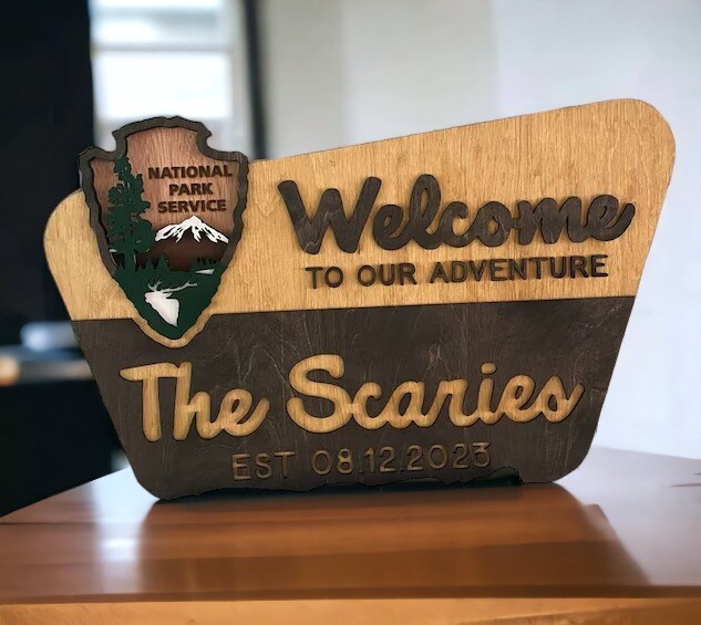 National Forest Service high quality Welcome Sign ACRYLIC - NFS inspired family name sign, outdoor grade custom layered laser cut, wilderness enthusiast