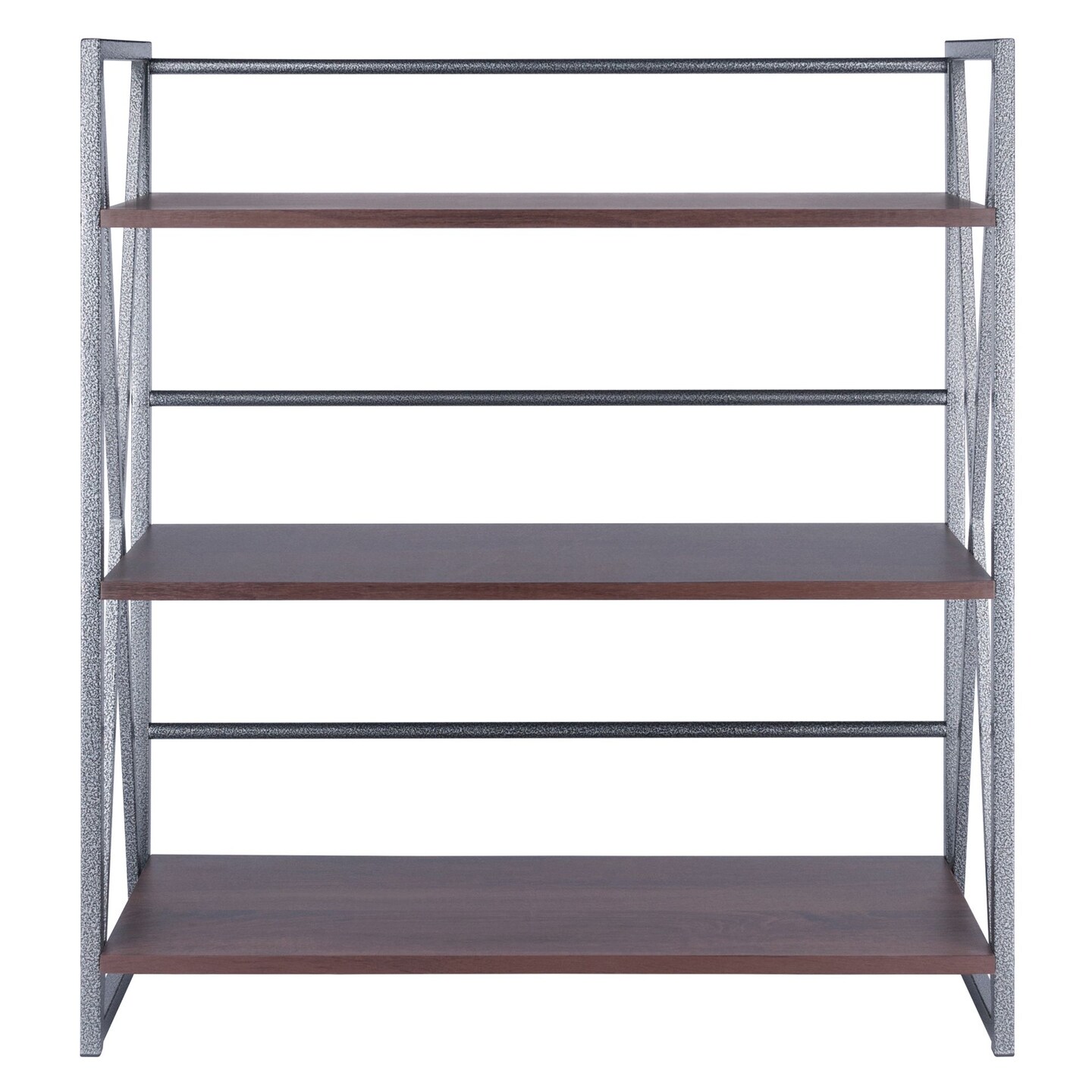 Contemporary Home Living 3 Tier Wide Storage Shelf - 35.5&#x22; - Graphite and Walnut