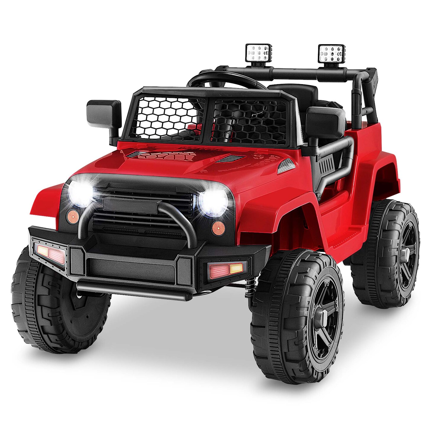 Costway 12V Kids Ride On Truck Car Electric Vehicle Remote with Music &#x26; Light Red/Purple