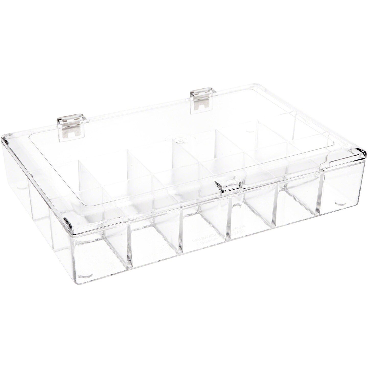 Pioneer Plastics 650C Clear Rectangular Plastic Hinged Divided Container, 9.5&#x22; W x 6.25&#x22; D x 1.5625&#x22; H
