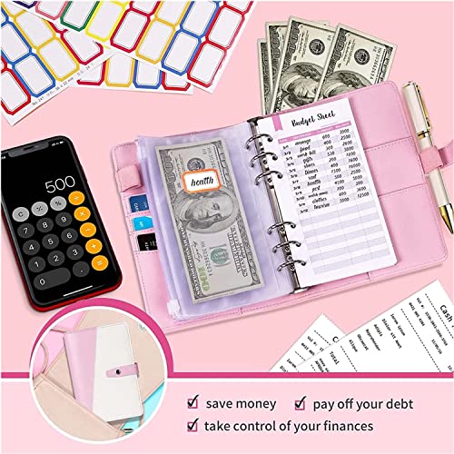 Soomeet Budget Binder, Cash Envelopes For Budgeting, A6 Budget Binder With Zipper Envelopes, Budget Binder for Budgeting with 12Pcs Budget Planner with Cash Envelopes