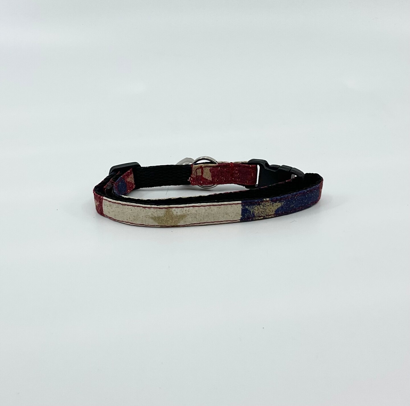 Patriotic Cat Collar With Optional Flower Or Bow Tie Gold  Stars On Red And Blue Stripes Breakaway Collar Adjustable Sizes S Kitten, M, product 5