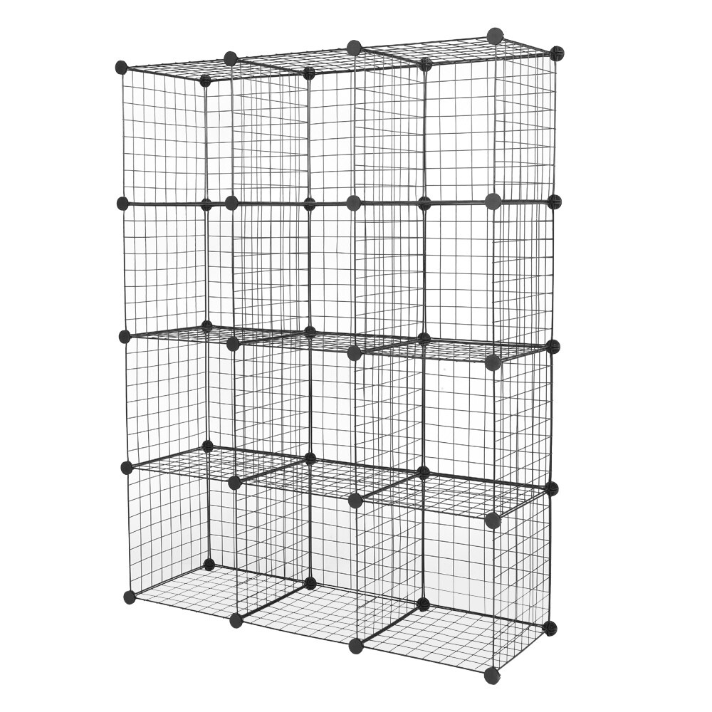 Wire Cube Storage Metal Closet Organizer Bookcase Cabinet Wardrobe Storage Shelves