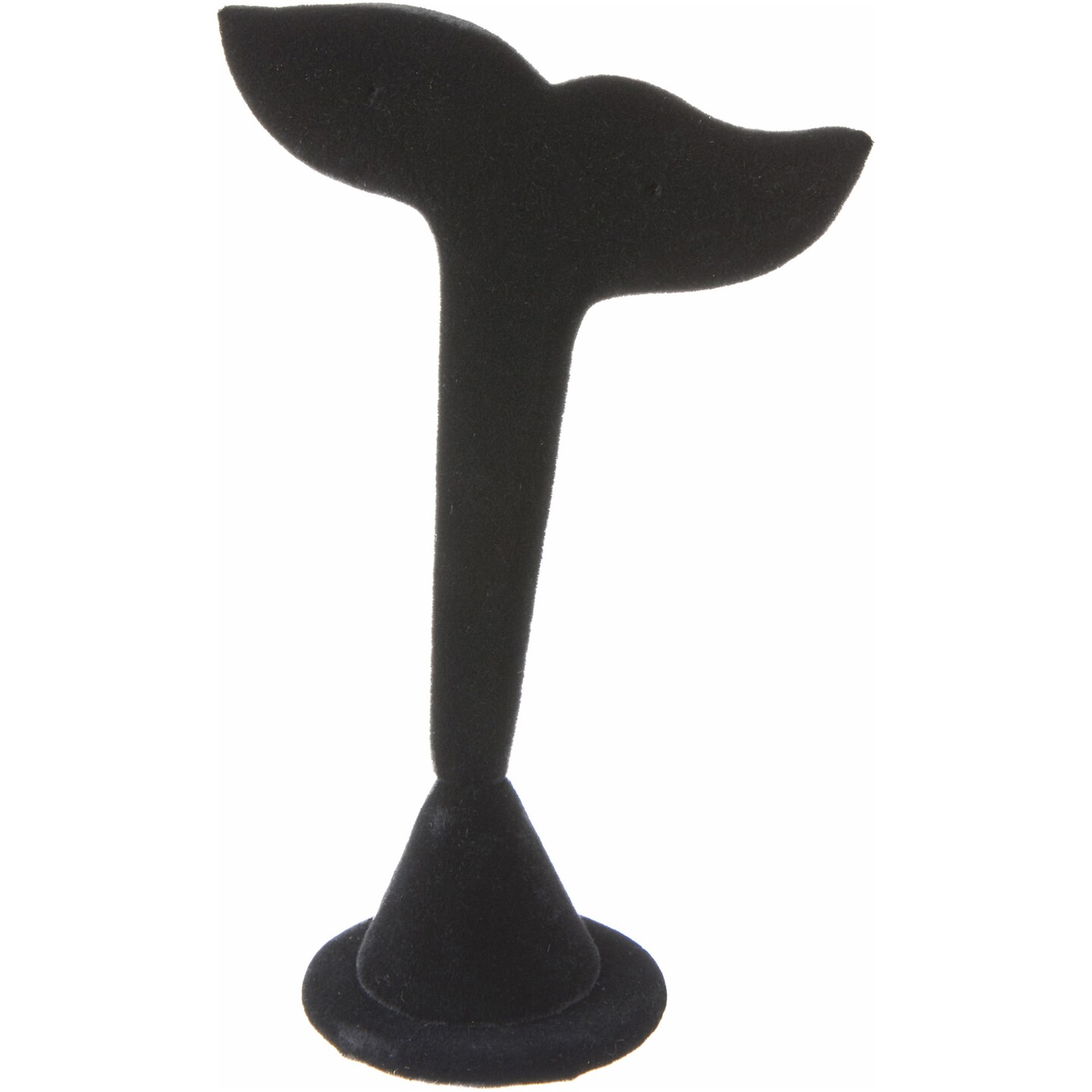Plymor Black Velvet Fish Tail Style, Single Pair Earring Display Stand, 3.75&#x22; W x 2&#x22; D x 7.25&#x22; H