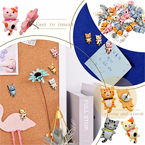 30 Pieces Cute Cat Push Pin Decorative Thumb Tacks Animal Push Pins for Photo Wall Maps Memo Note Bulletin Board or Cork Boards Multi-Functional Pushpin Tool Office Accessories