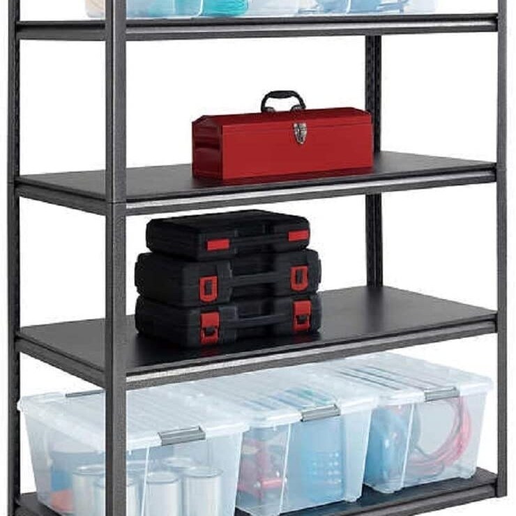 Whalen 5-Shelf Heavy Duty Steel Shelving Unit 48" W X 24" D X 72" H Black