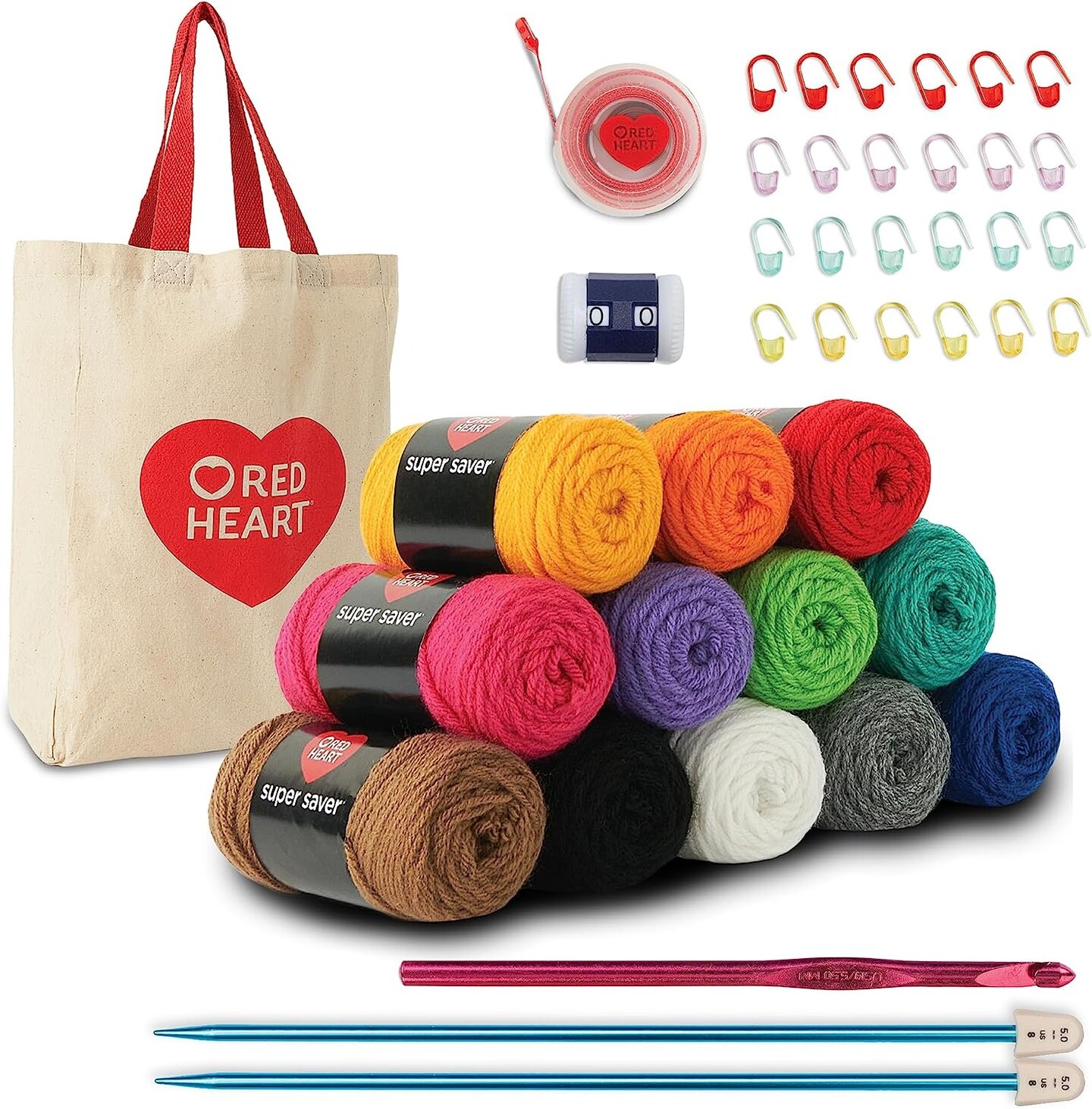 Red Heart Super Saver Super Yarn Stitchers Kit W/Accessories