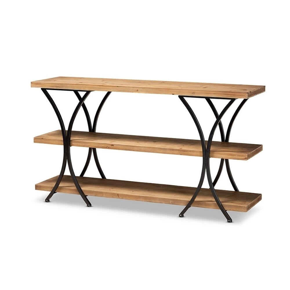 Baxton Studio Terrell Modern Rustic and Industrial Natural Brown Finished Wood and Metal Console Table