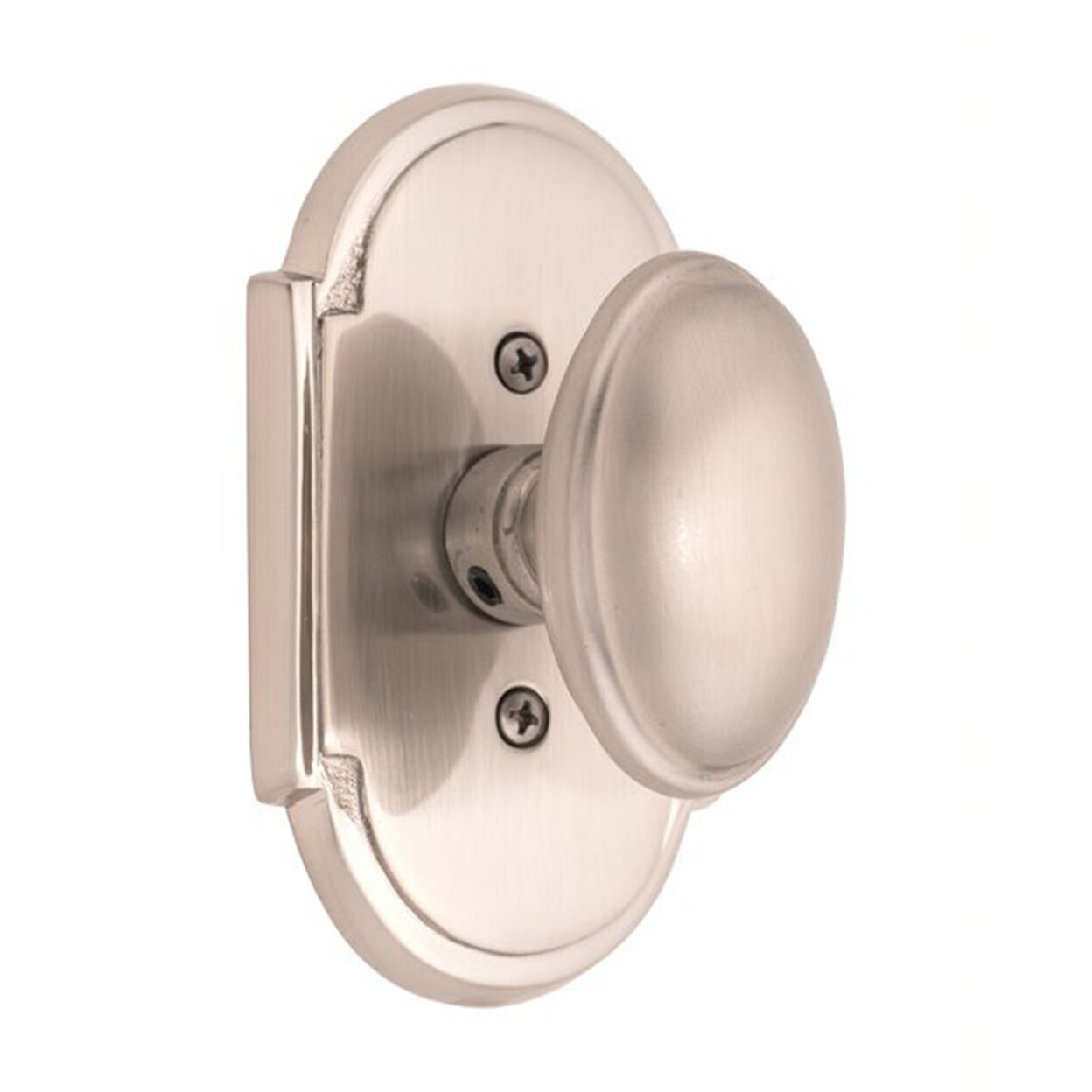 BRASS Accents Home Decorative Door Knob Palladian Plate Privacy Set 2-3by8&#x22; - Satin Nickel
