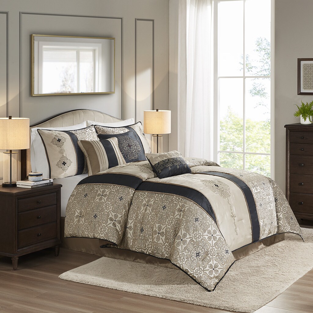 Gracie Mills 7 Piece Jacquard Comforter Set with Throw Pillows - GRACE-8995