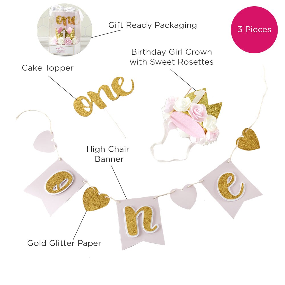 Gold Glitter 1st Birthday D&#xE9;cor Kit