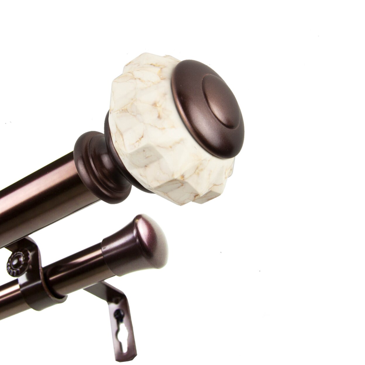 Hermosa Home Lorde 1" Diameter Double Curtain Rod 160-240" - Bronze