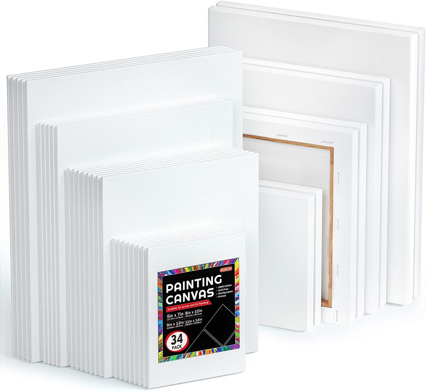 Pack Of 5 PCS - Canvas Board - 10x10 Best For Acrylic & Oil Paints