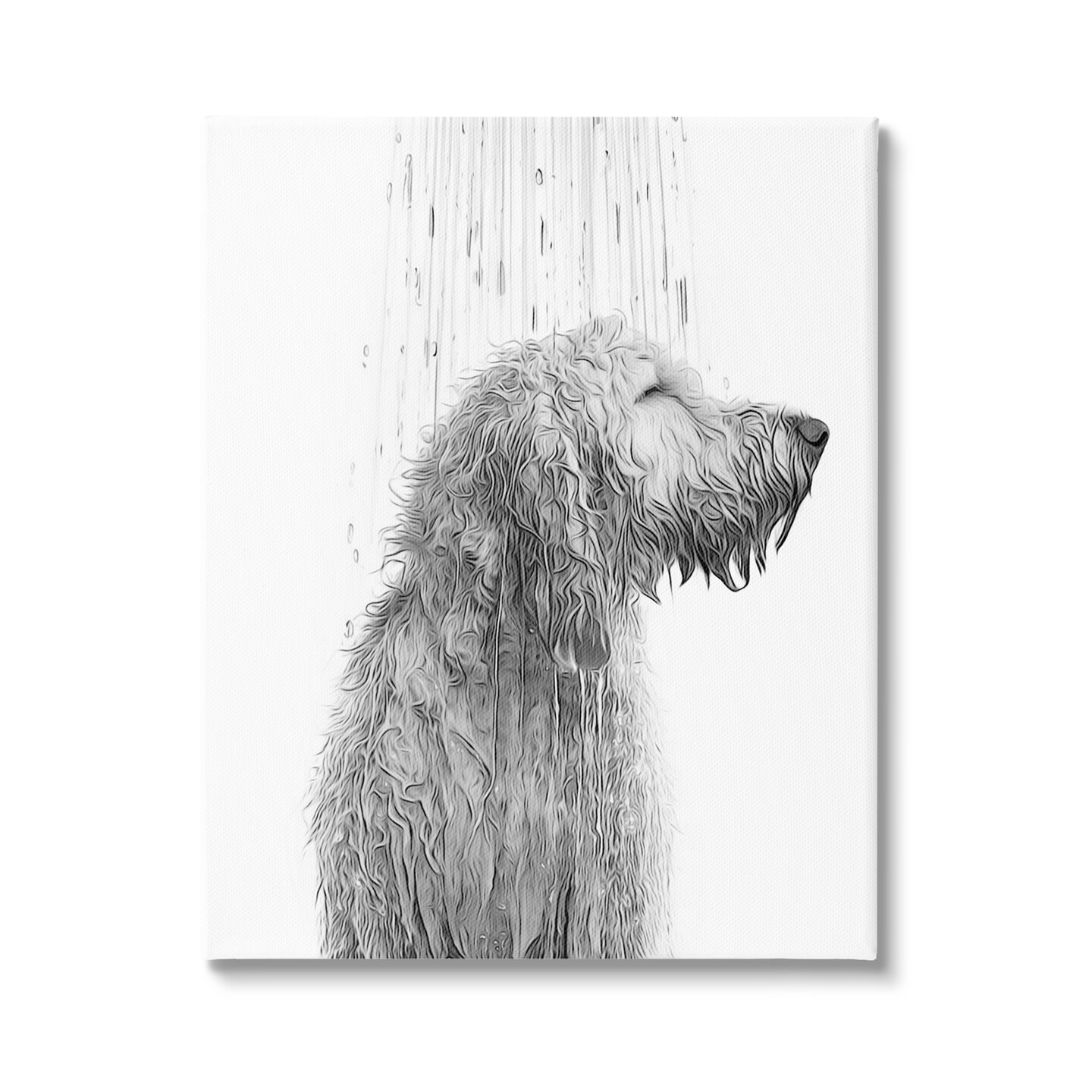 Stupell Industries Dog Bathroom Splash Canvas Wall Art