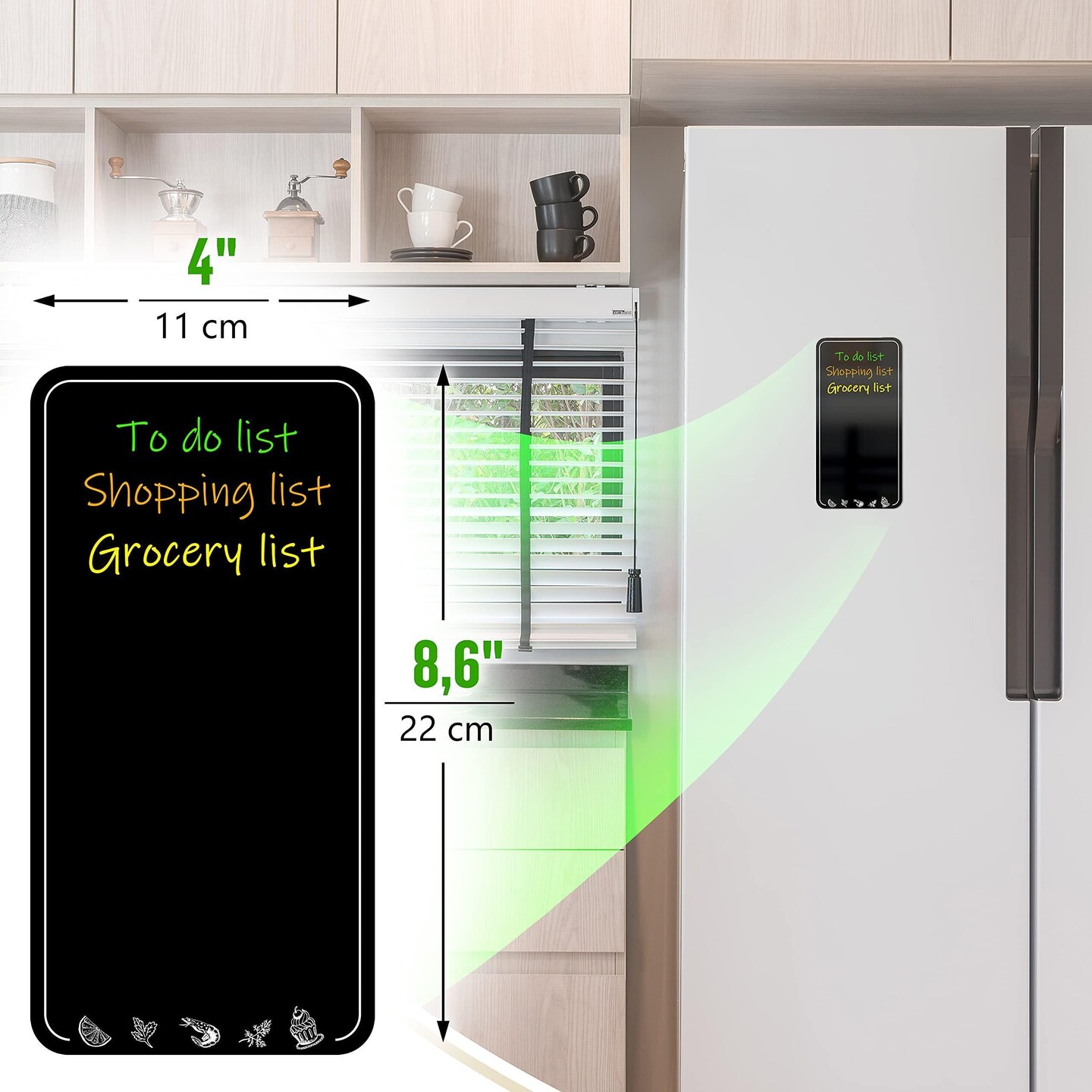 Dry Erase Magnetic Grocery Shopping List for Fridge   Small Reusable Shopping List Black   Fridge Grocery List Magnet   Chalkboard Shopping List   Blackboard Grocery Shopping List for Refrigerator