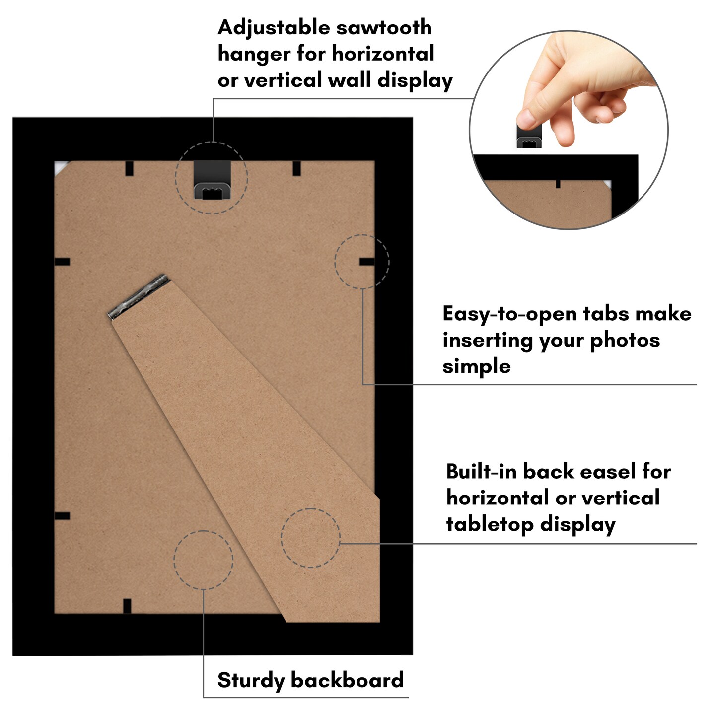 Americanflat 4x6 Modern Picture Frame - Set of 2 - Photo Frame for Wall Display - Shatter Resistant Glass - Adjustable Hanging Hardware - Includes Easel for Tabletop Display - Black