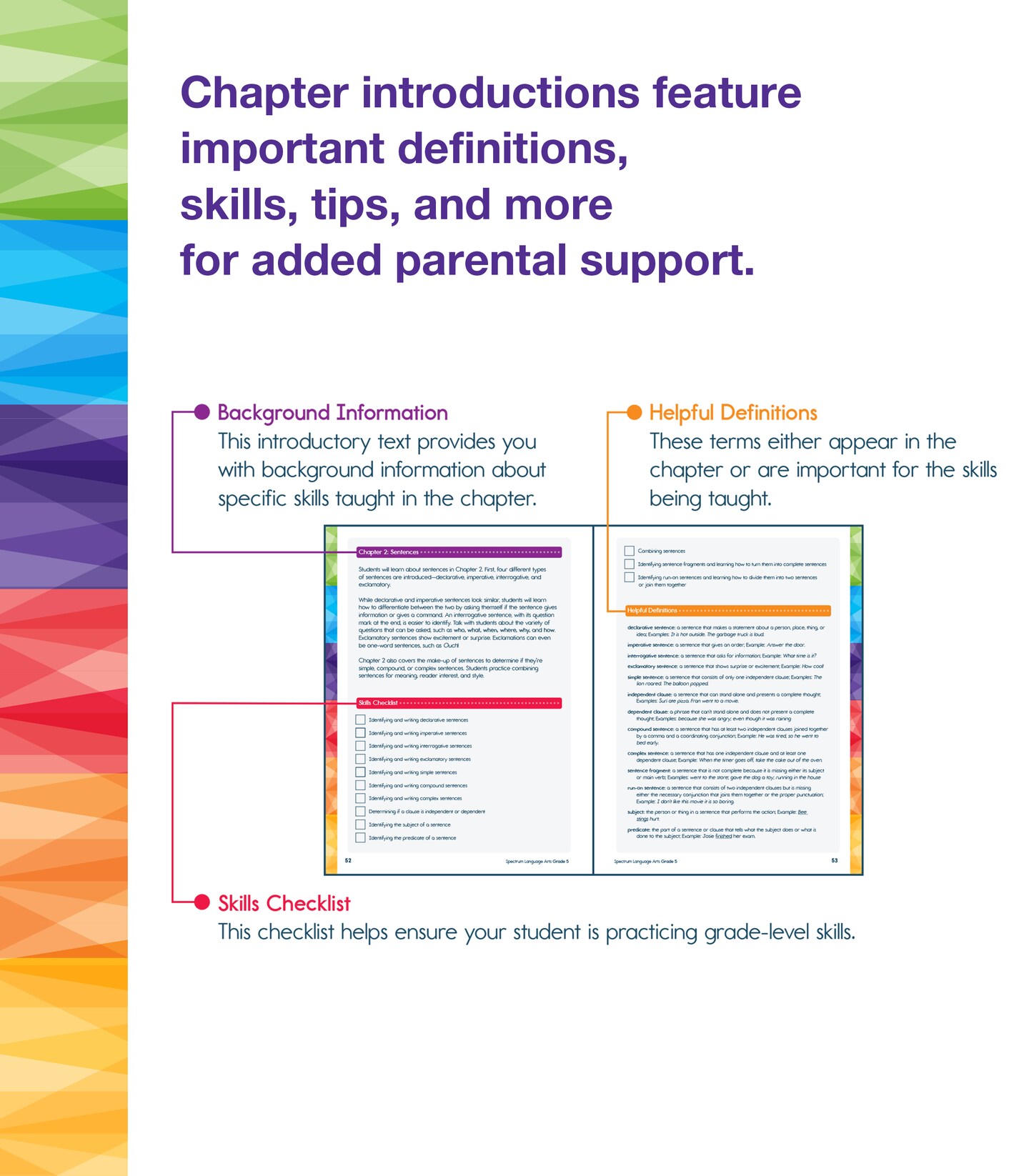 Spectrum Language Arts 5th Grade Workbook, ELA Books for Kids Ages 10-11 Covering Parts of Speech, Vocabulary, English Grammar, Sentence Structure, and More, Classroom or Homeschool Curriculum
