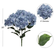Blue Hydrangea Bush + Aerosol Flower Cleaning Spray - 7 Realistic Silk Flowers, Perfect for Indoor & Outdoor Decor by Floral Home®