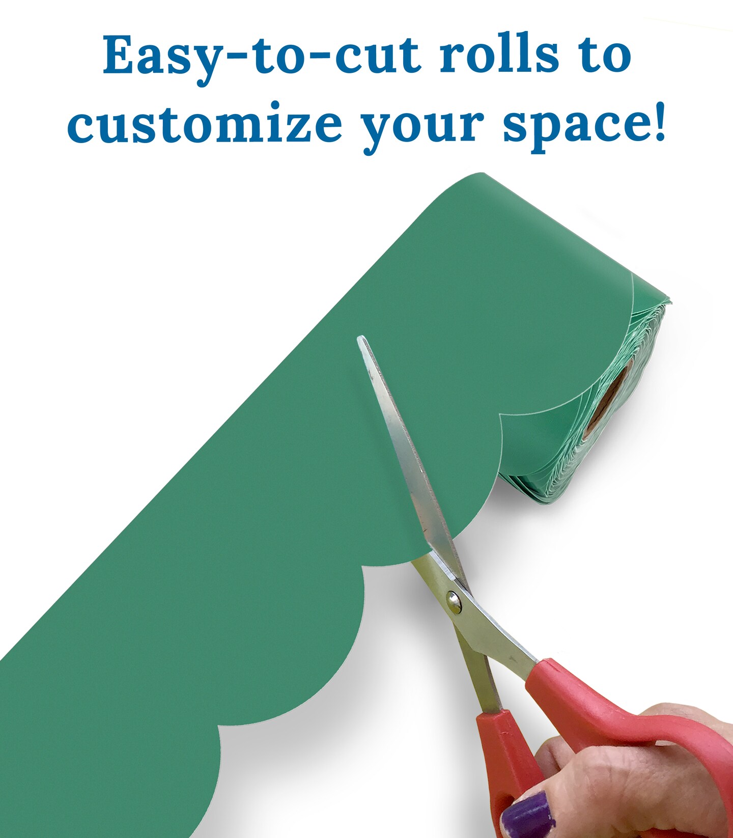 Carson Dellosa Grow Together 65Ft of Jade Green Bulletin Board Borders, 1 Roll of Scalloped Trim for Rolling Whiteboard, Cork and Posterboard, St Patricks Day, Christmas Decorations, Classroom Decor