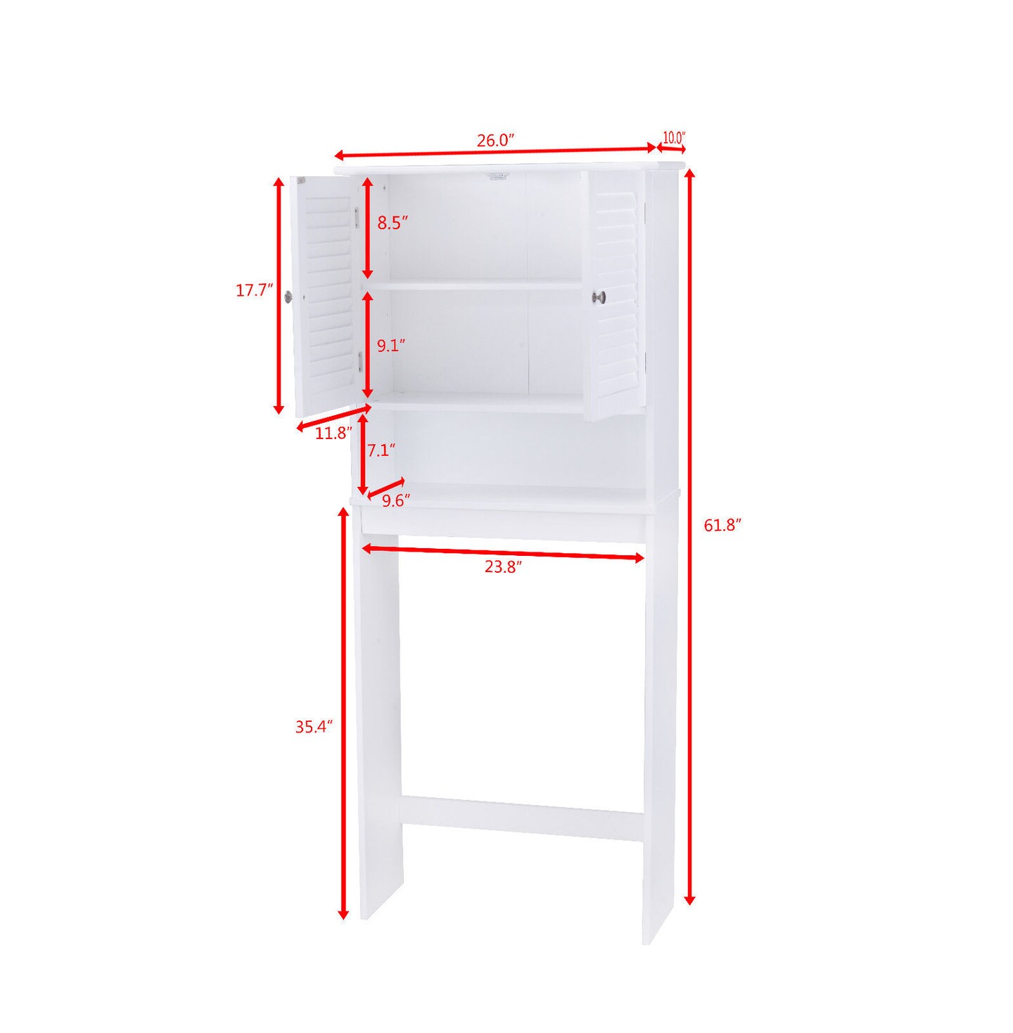 White Bathroom Space Saver Toilet Shelves Storage Cabinet