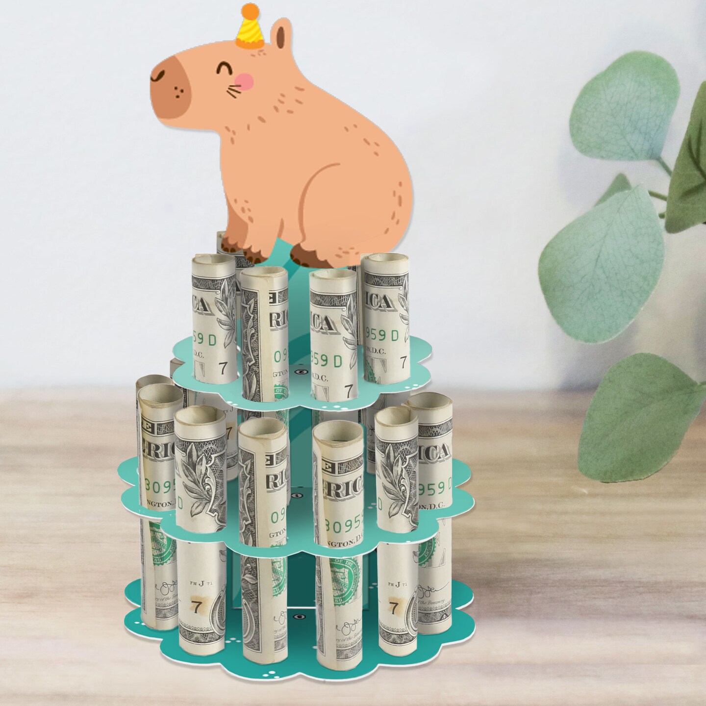 Big Dot of Happiness Capy Birthday - DIY Capybara Party Money Holder Gift - Cash Cake