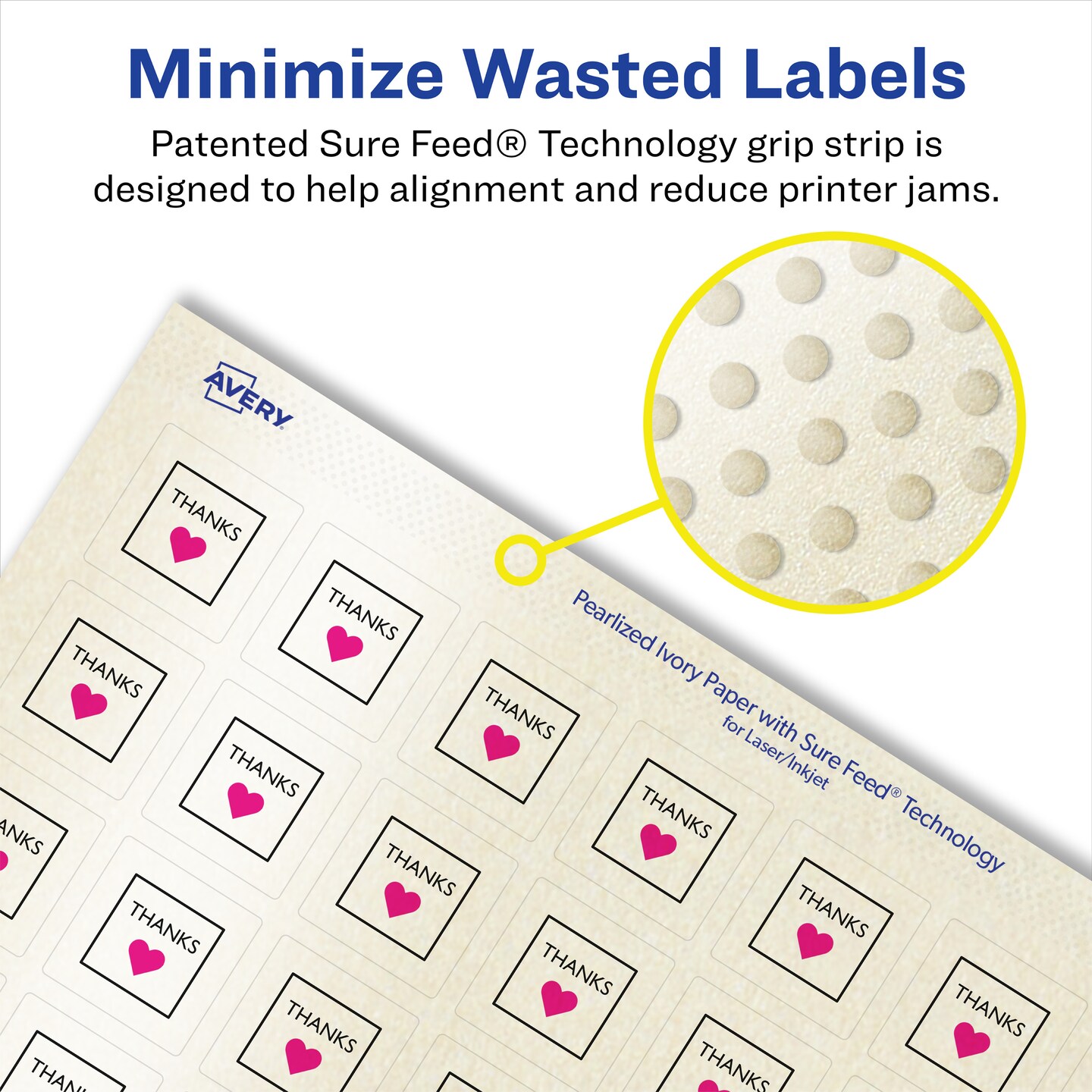 Avery Pearlized Ivory Square Labels with Sure Feed Technology, Print-to-the-Edge, 1" x 1"