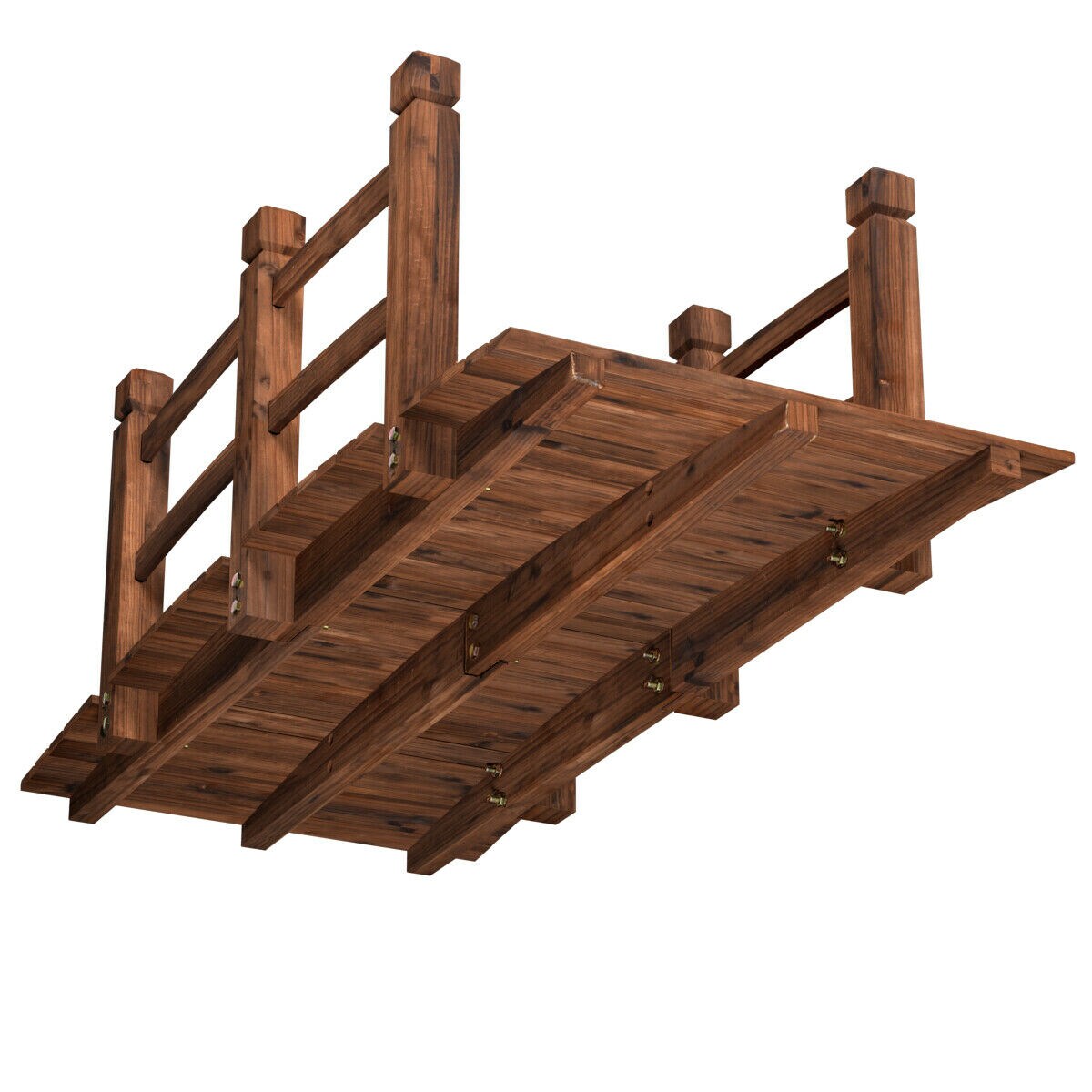5&#x27; Wooden Garden Bridge Arc Stained Finish Footbridge Decorative