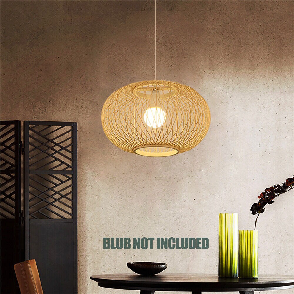 Kitcheniva Woven Pendant Light Fixture Ceiling Lamp Chandelier Beige Bamboo Wicker Rattan
