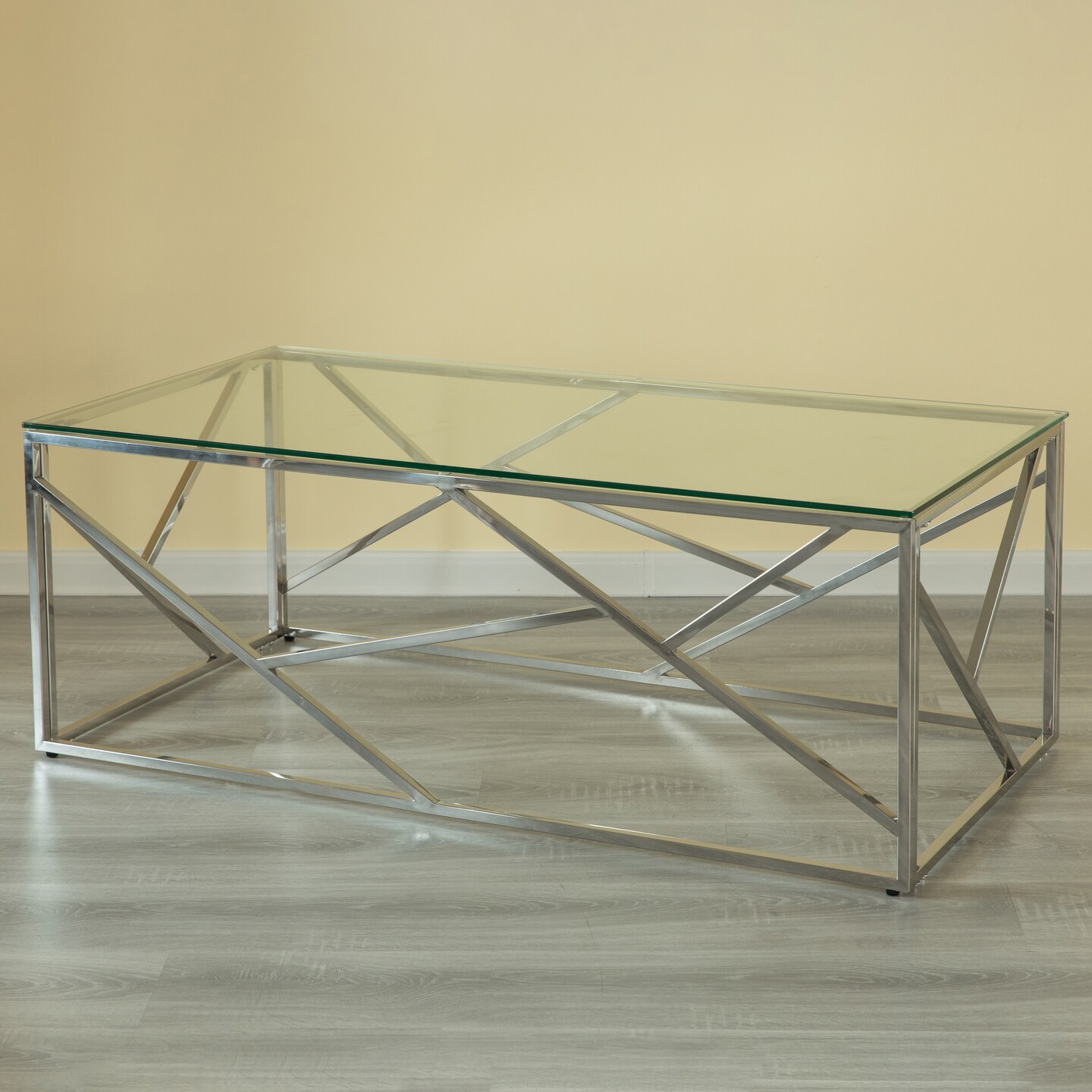 Decorative Rectangular Glass Top Metal Modern Coffee Table