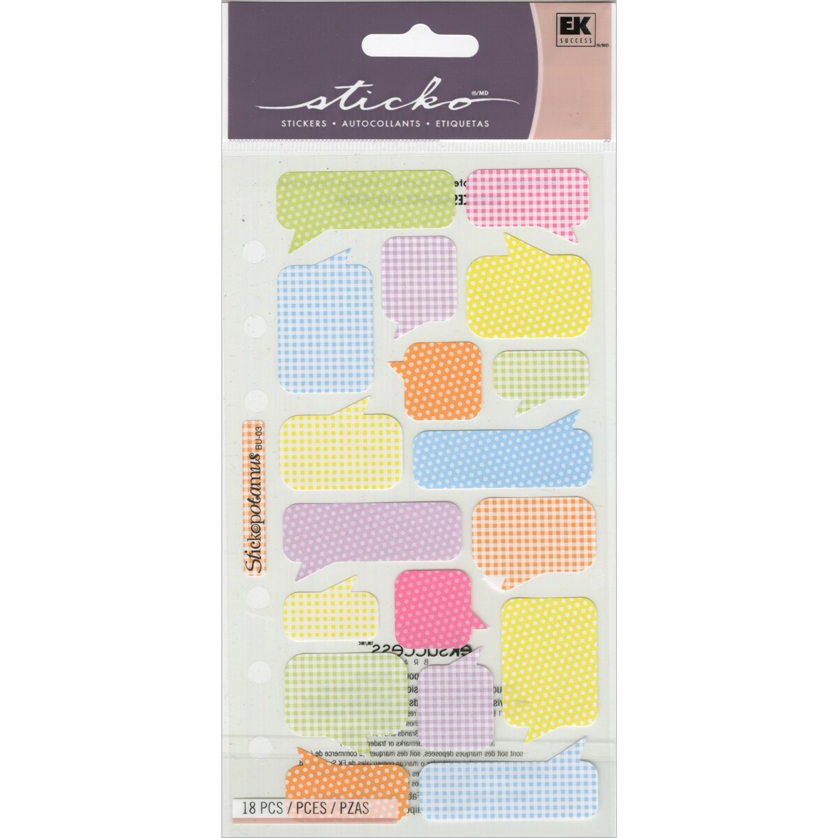 Sticko Stickers - Pattern Captions, 18pcs