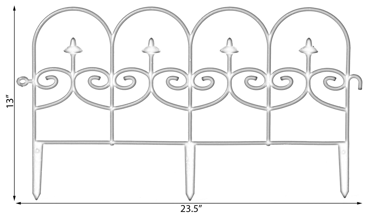 Vinyl Wrought Iron- Look Garden Ornamental Edging, Lawn Picket Fence Landscape Panel Border, Flower Bed Barrier