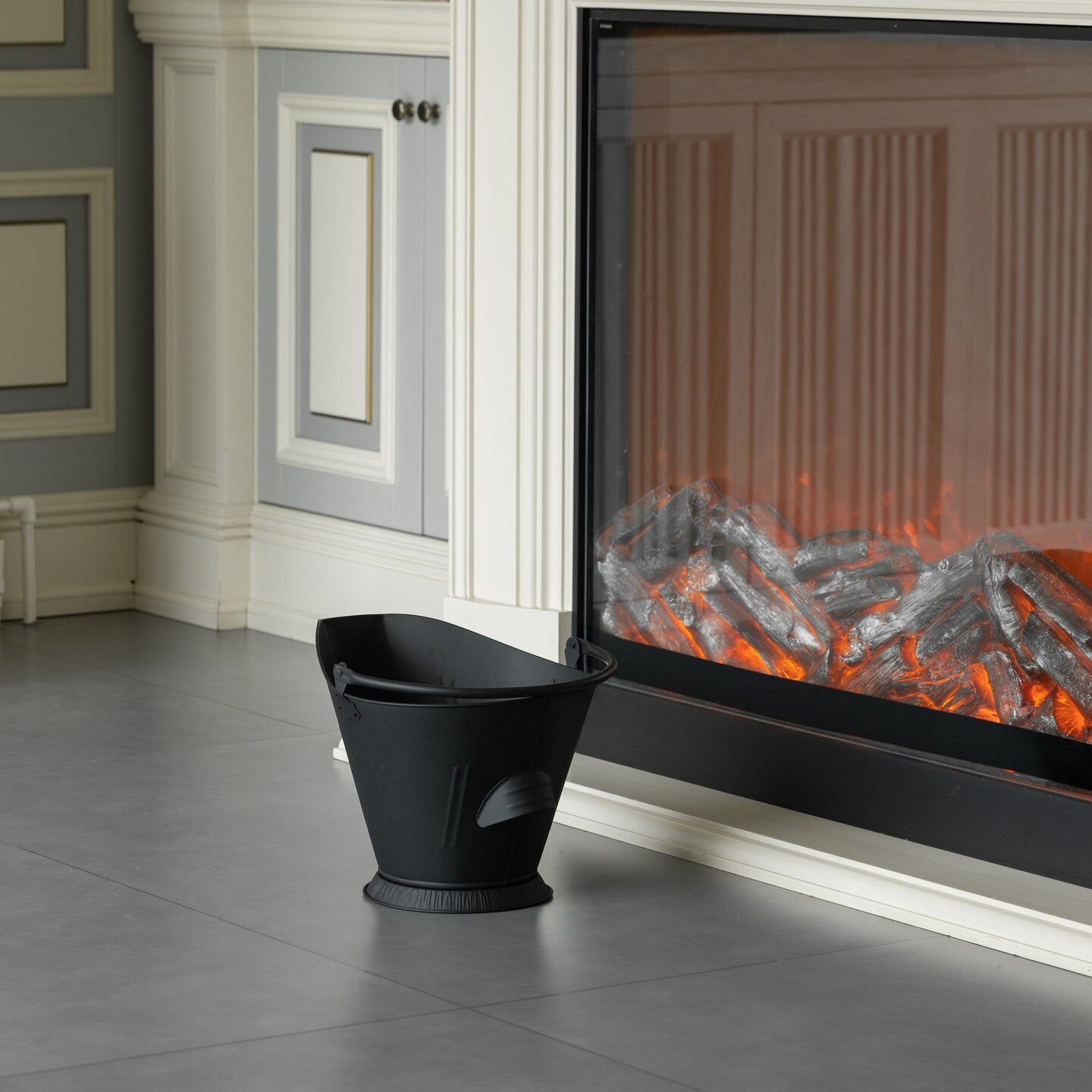 Indoor and Outdoor Black Iron Ash Bucket Use for Fire Pit, Wood Burning Stove, Grill