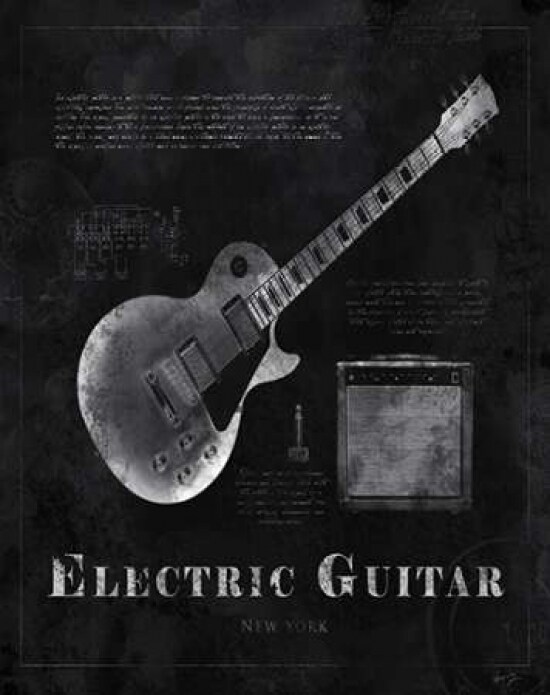 BLACK PRINT ELECTRIC GUITAR Poster Print by Eric Yang - Item # VARPDXEY27006