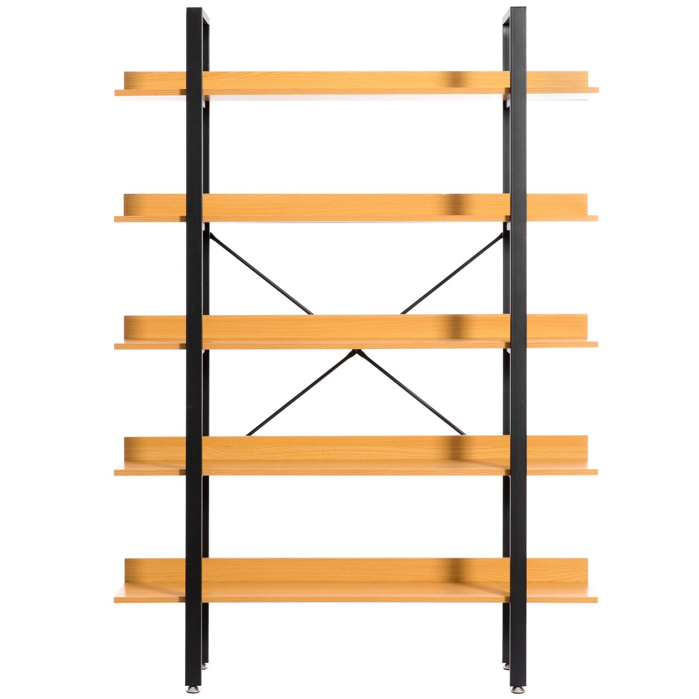 Industrial Wood and Metal Etagere Rustic Bookcase Free Standing Bookshelf