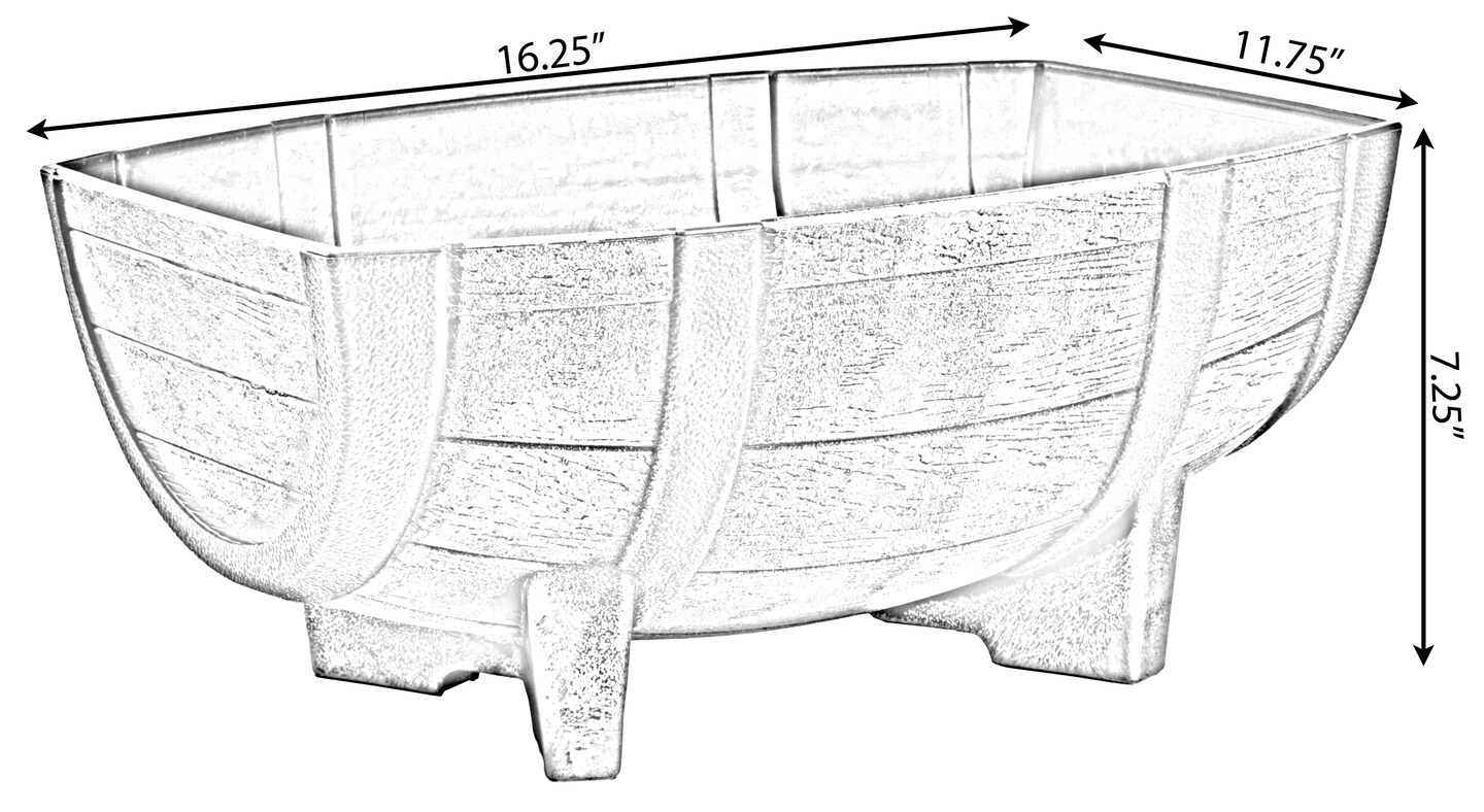 Rustic Wood- Look Plastic Half Barrel Flower Pot Garden Planter, Pack of 2