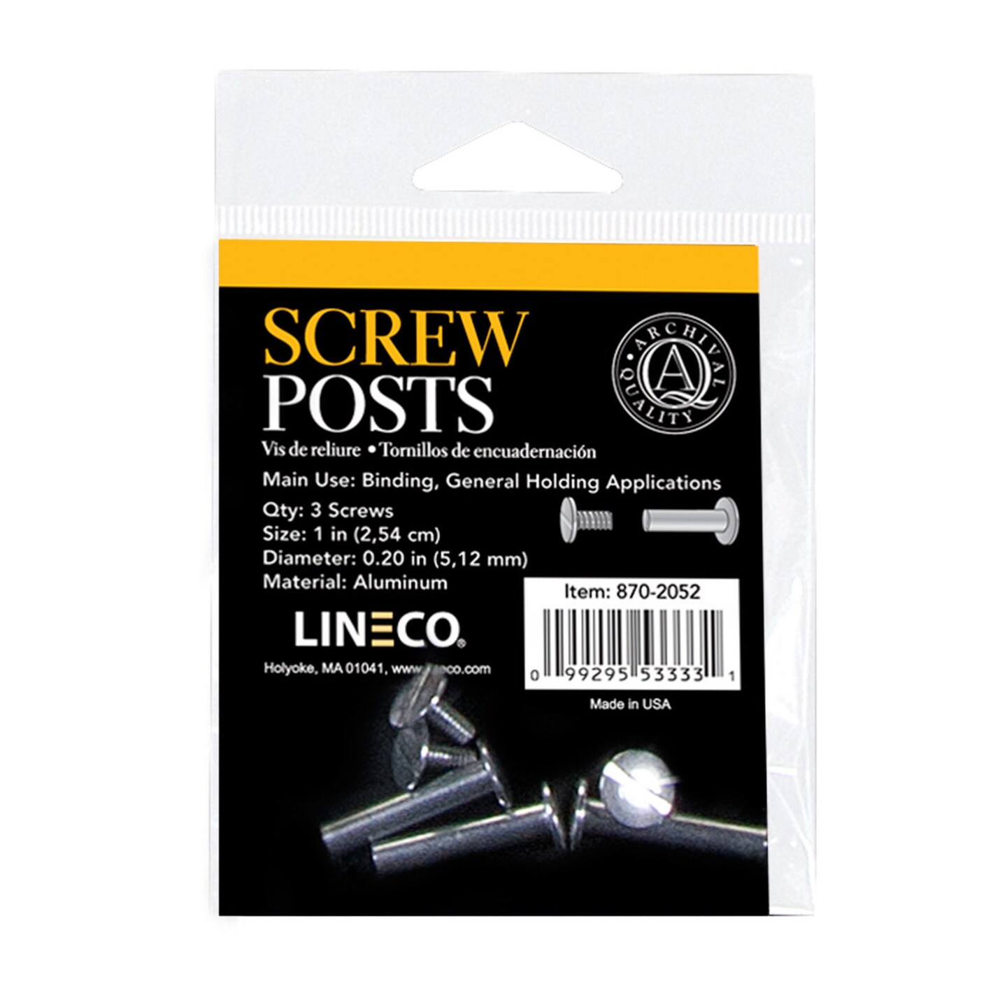 Lineco/University Products Bookbinding Posts &#x26; Extensions, 3/Pkg., 1&#x22;