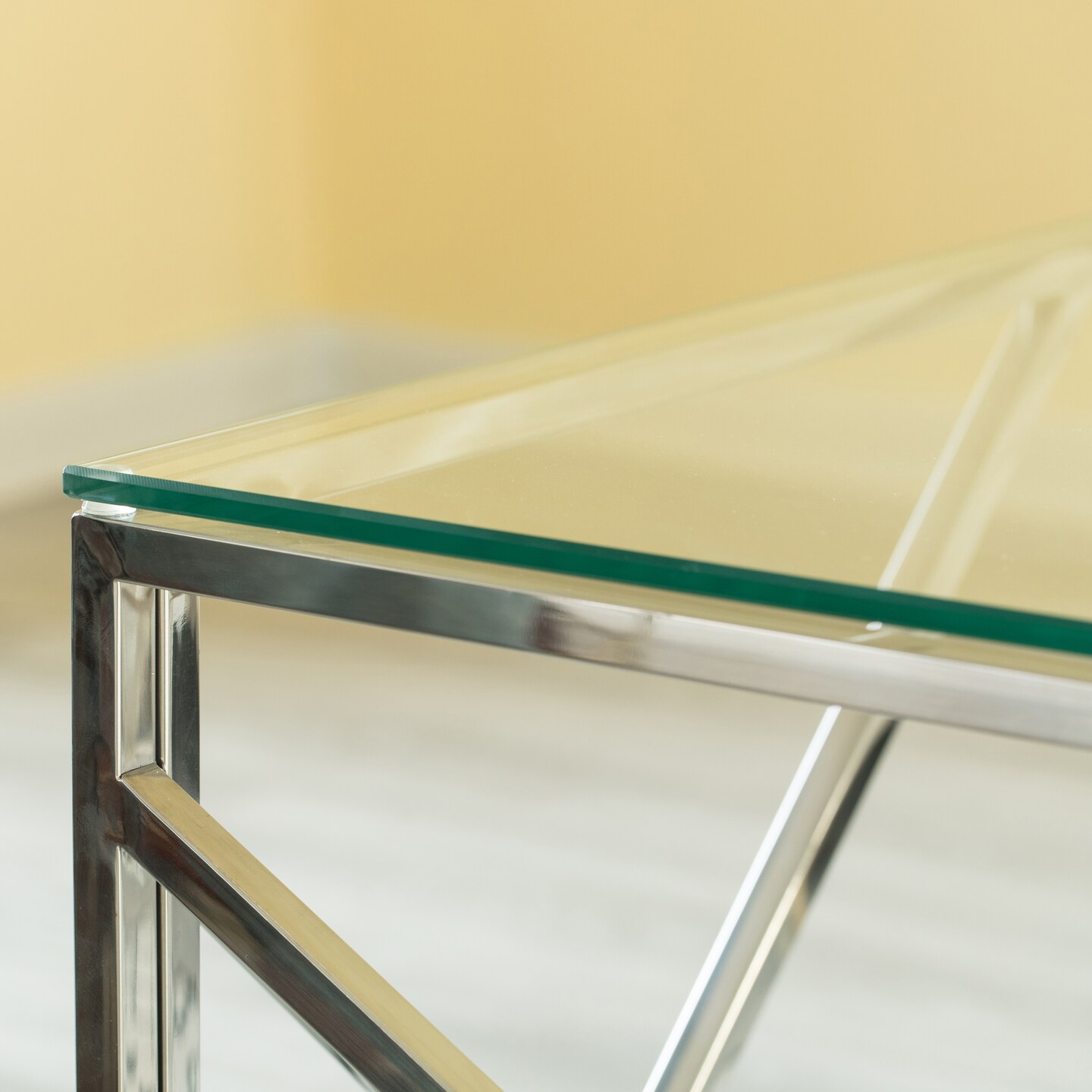 Decorative Rectangular Glass Top Metal Modern Coffee Table